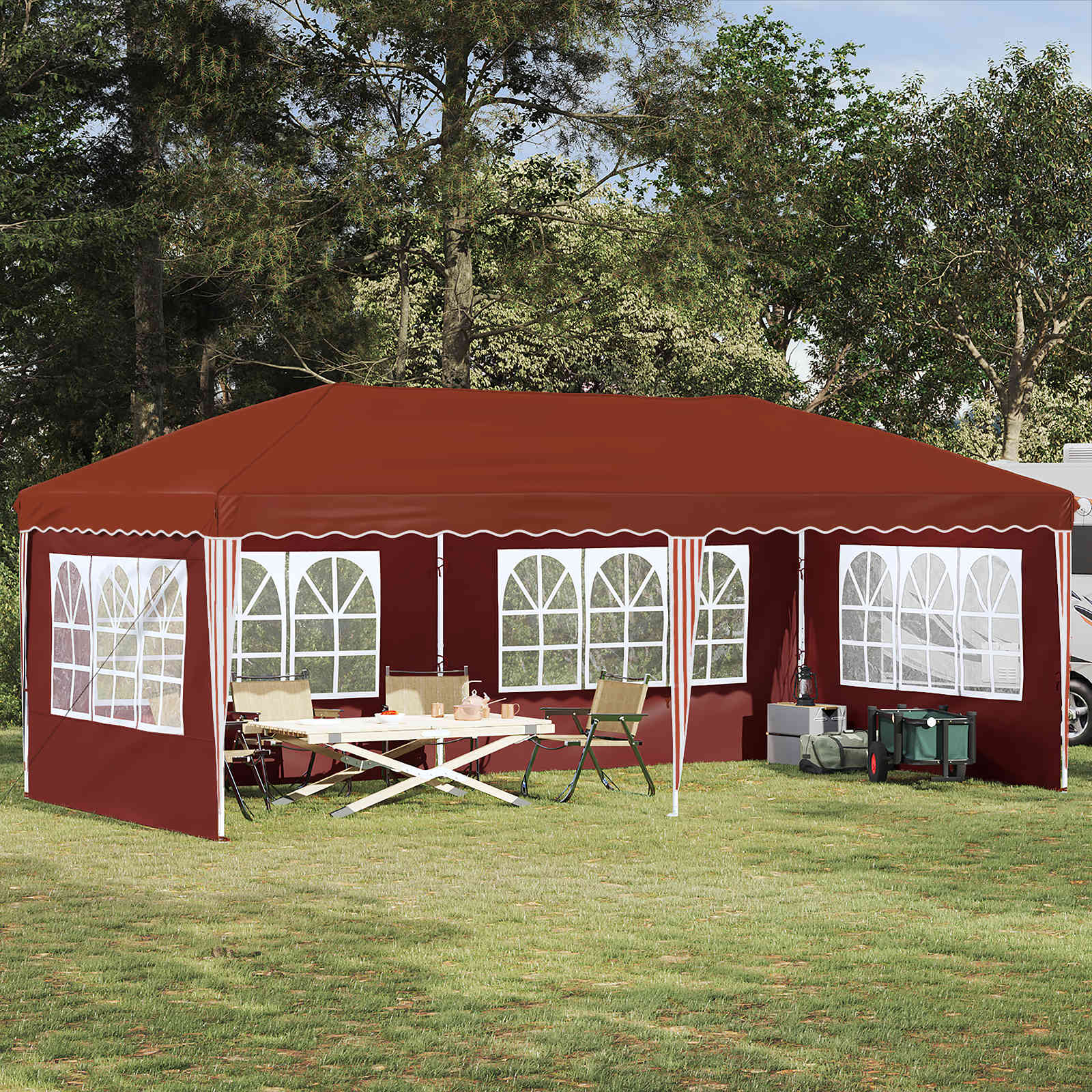 Pop-up Partyzelt 575 x 289 x 245 cm Terrakotta