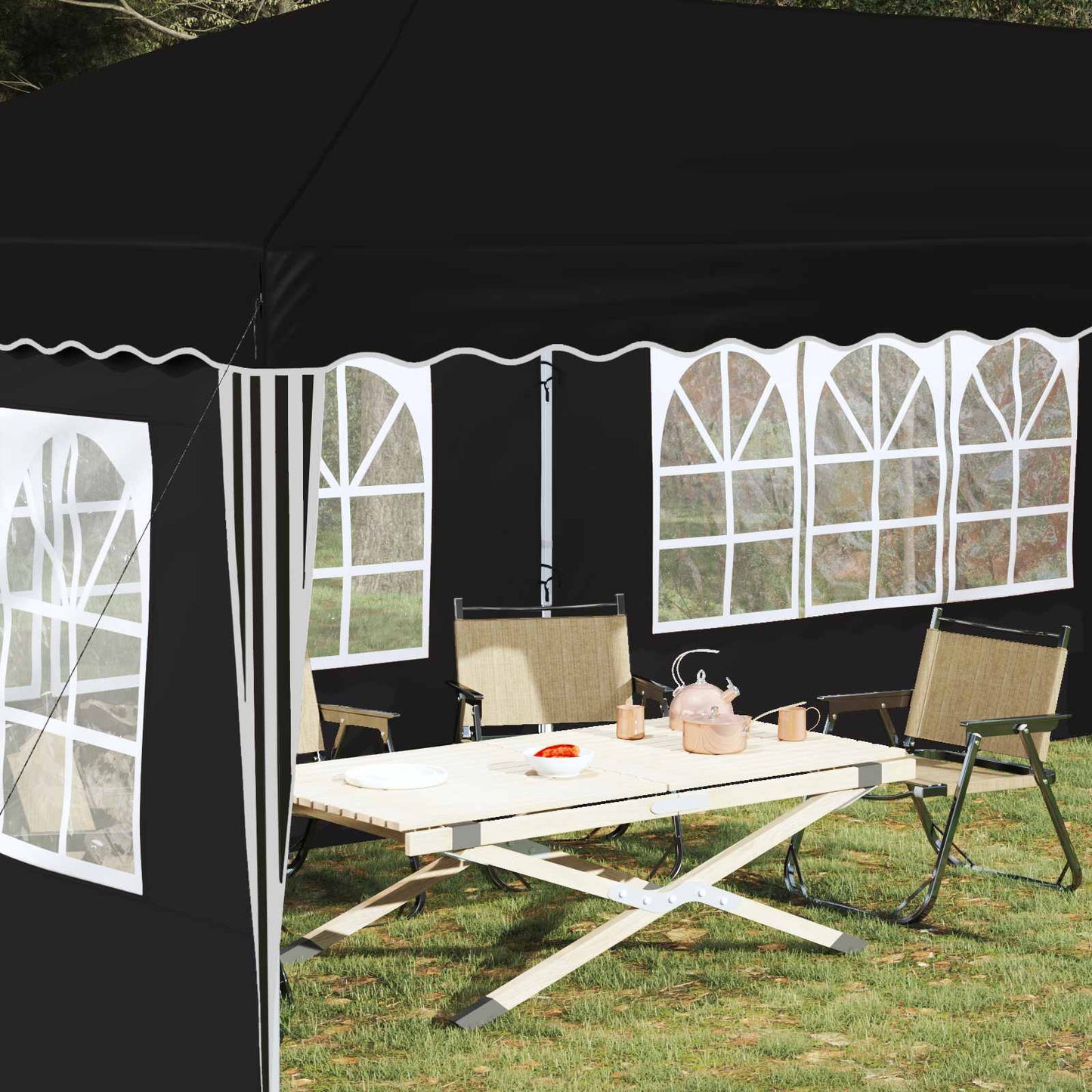 Pop-up Partyzelt 575 x 289 x 245 cm Schwarz