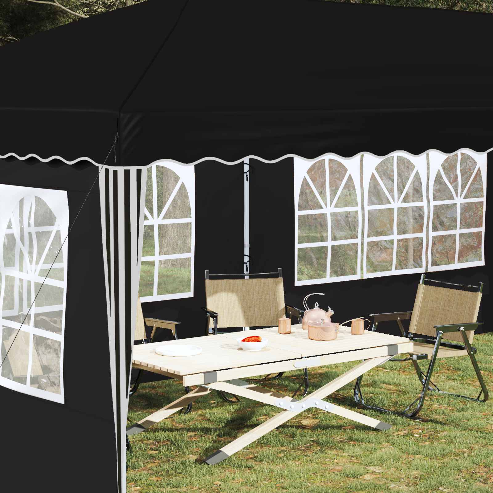 Pop-up Partyzelt 575 x 289 x 245 cm Schwarz