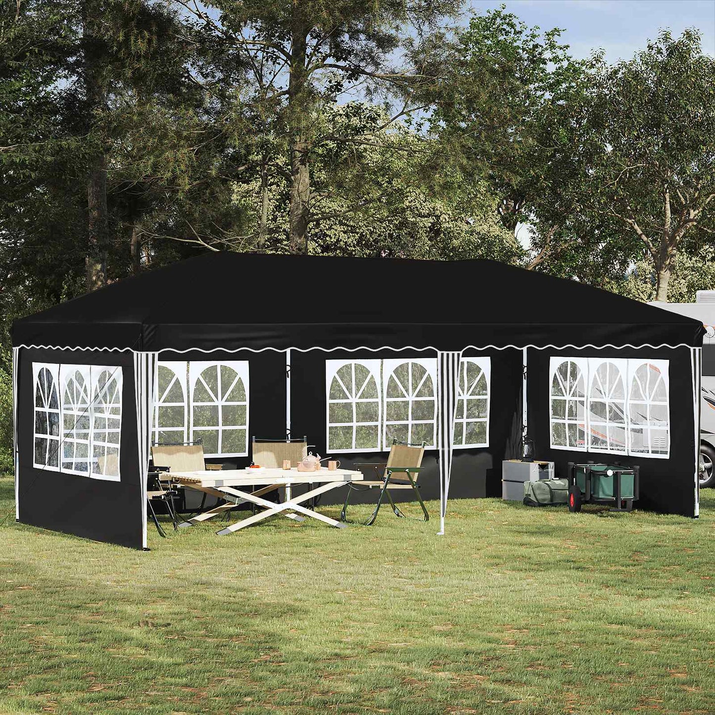 Pop-up Partyzelt 575 x 289 x 245 cm Schwarz