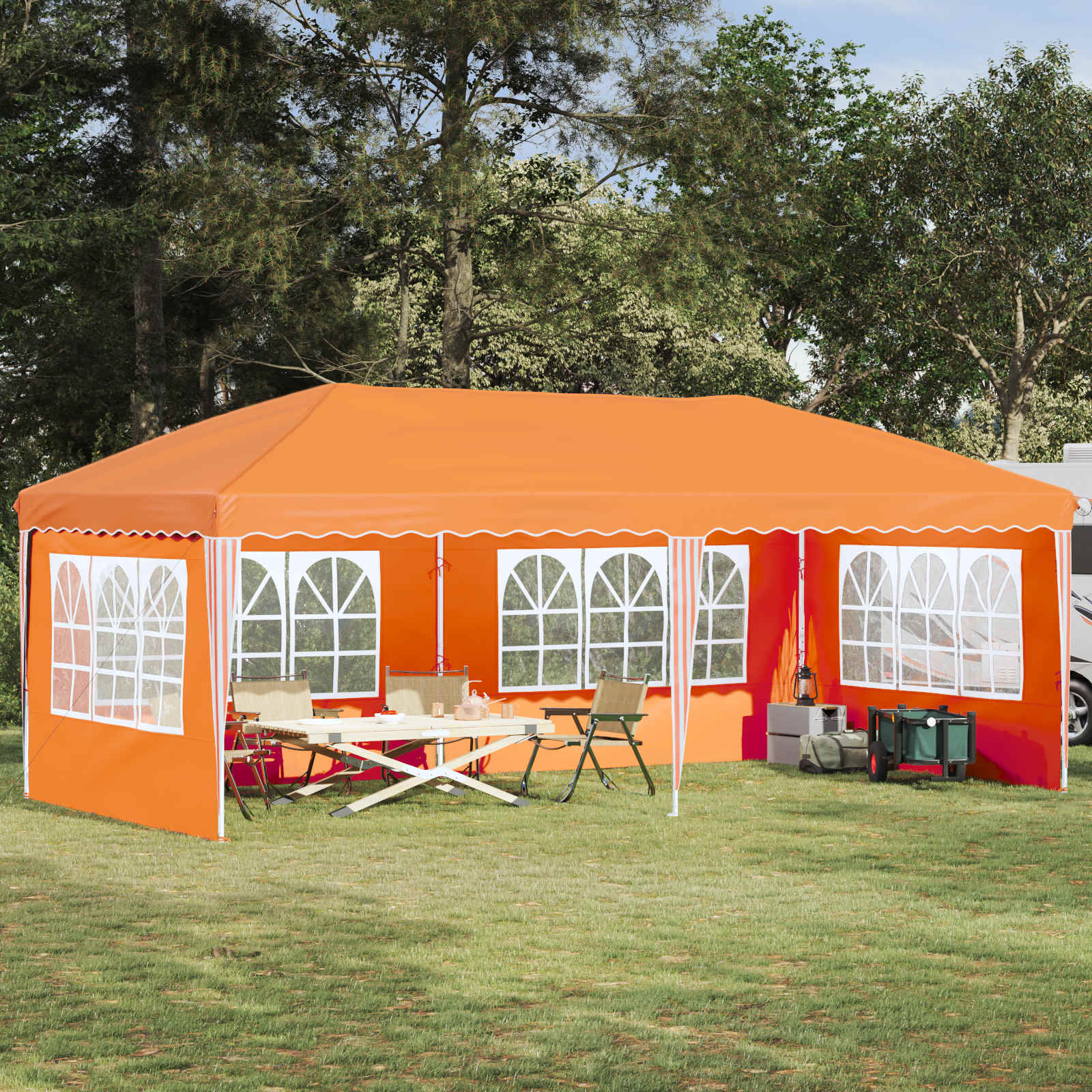 Pop-up Partyzelt 575 x 289 x 245 cm Orange