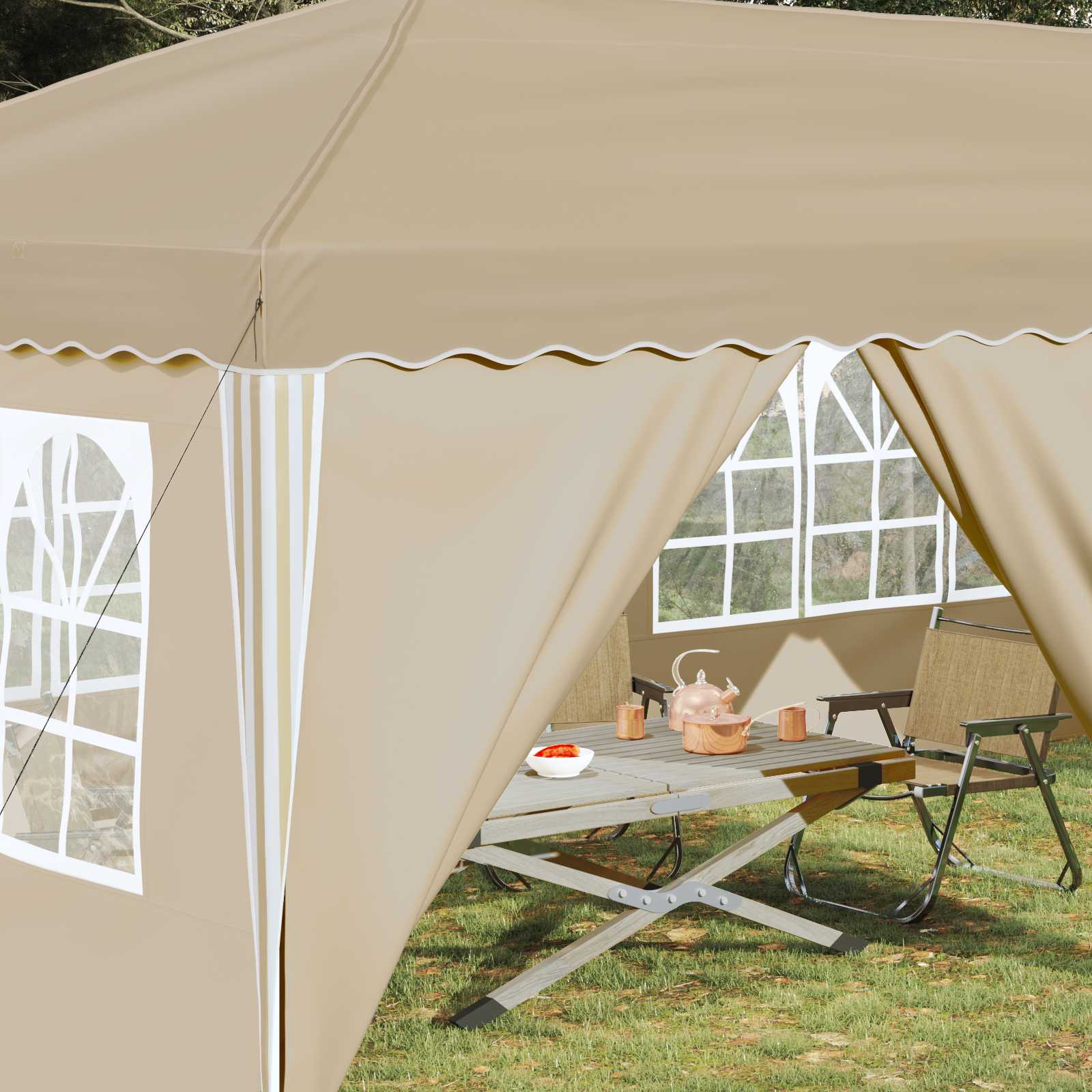 Pop-up Partyzelt 575 x 288 x 245 cm Creme