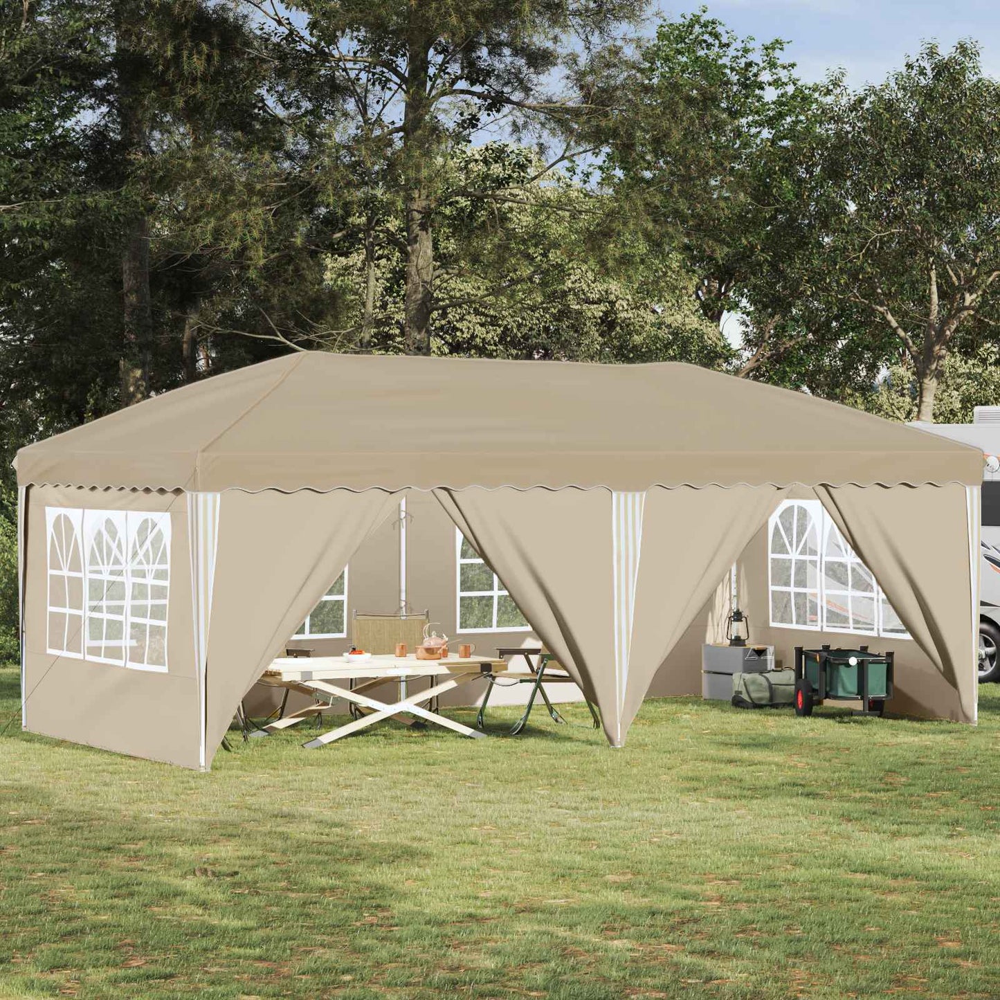 Pop-up Partyzelt 575 x 288 x 245 cm Creme