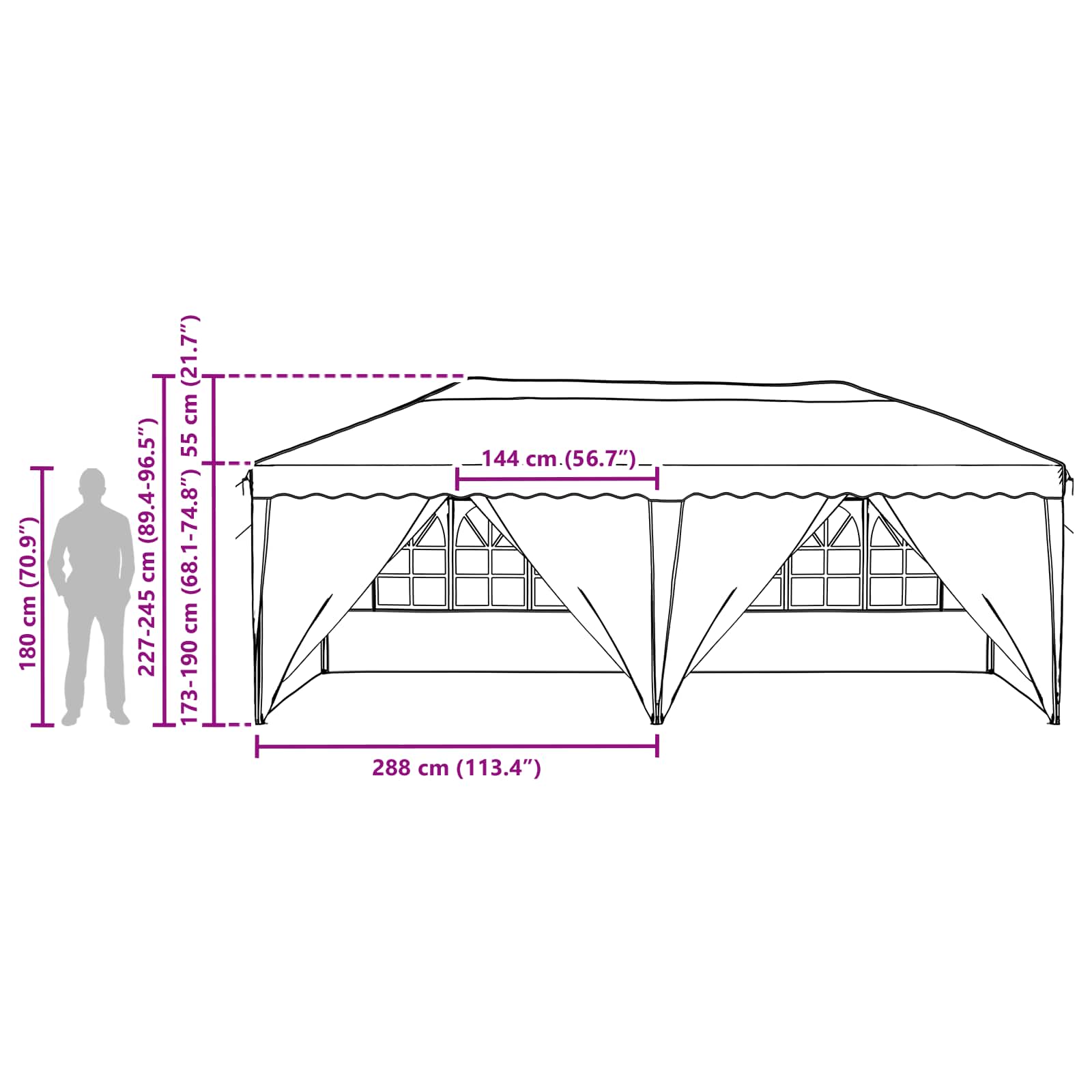 Pop-up Partyzelt 575 x 288 x 245 cm Creme