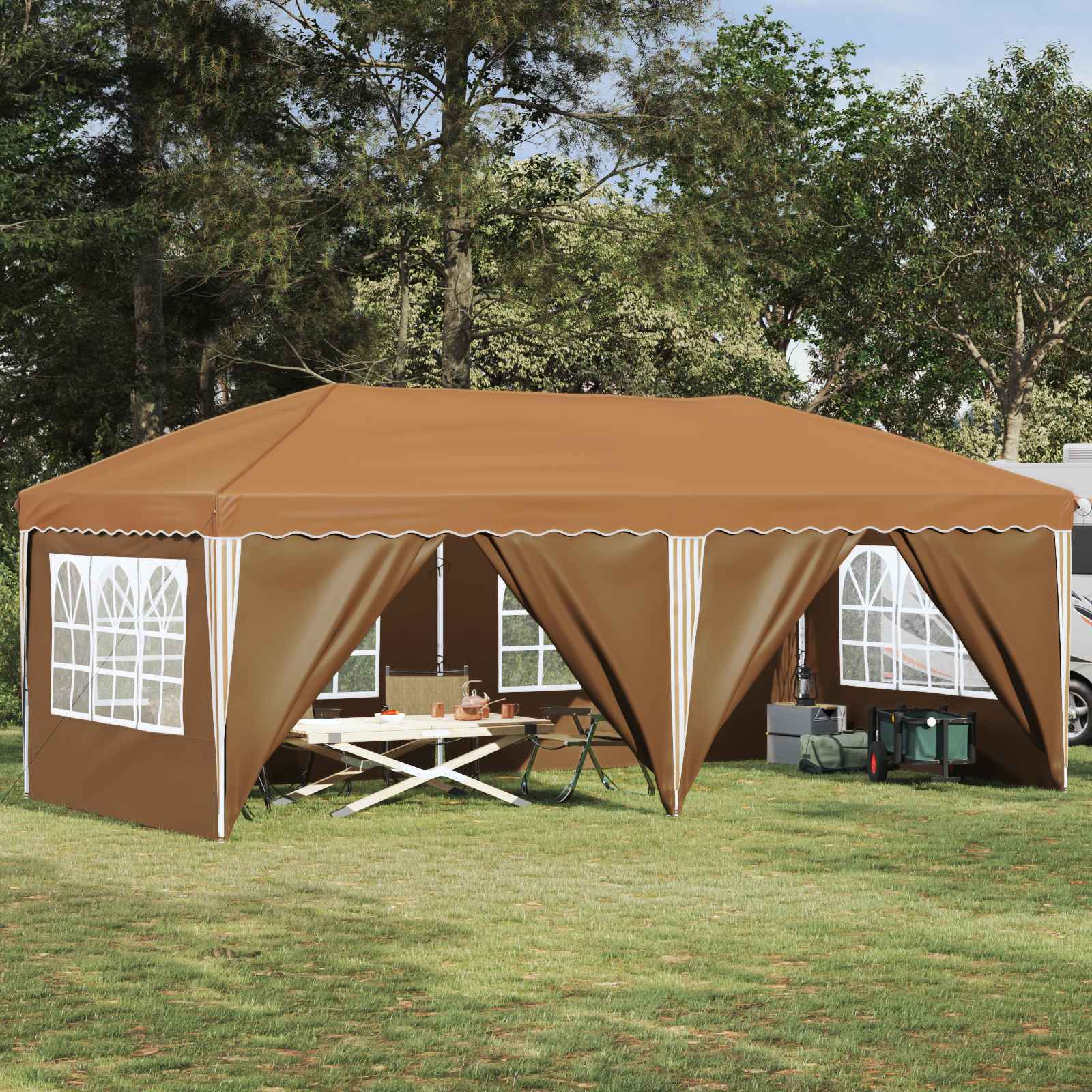 Pop-up Partyzelt 575 x 288 x 245 cm Beige