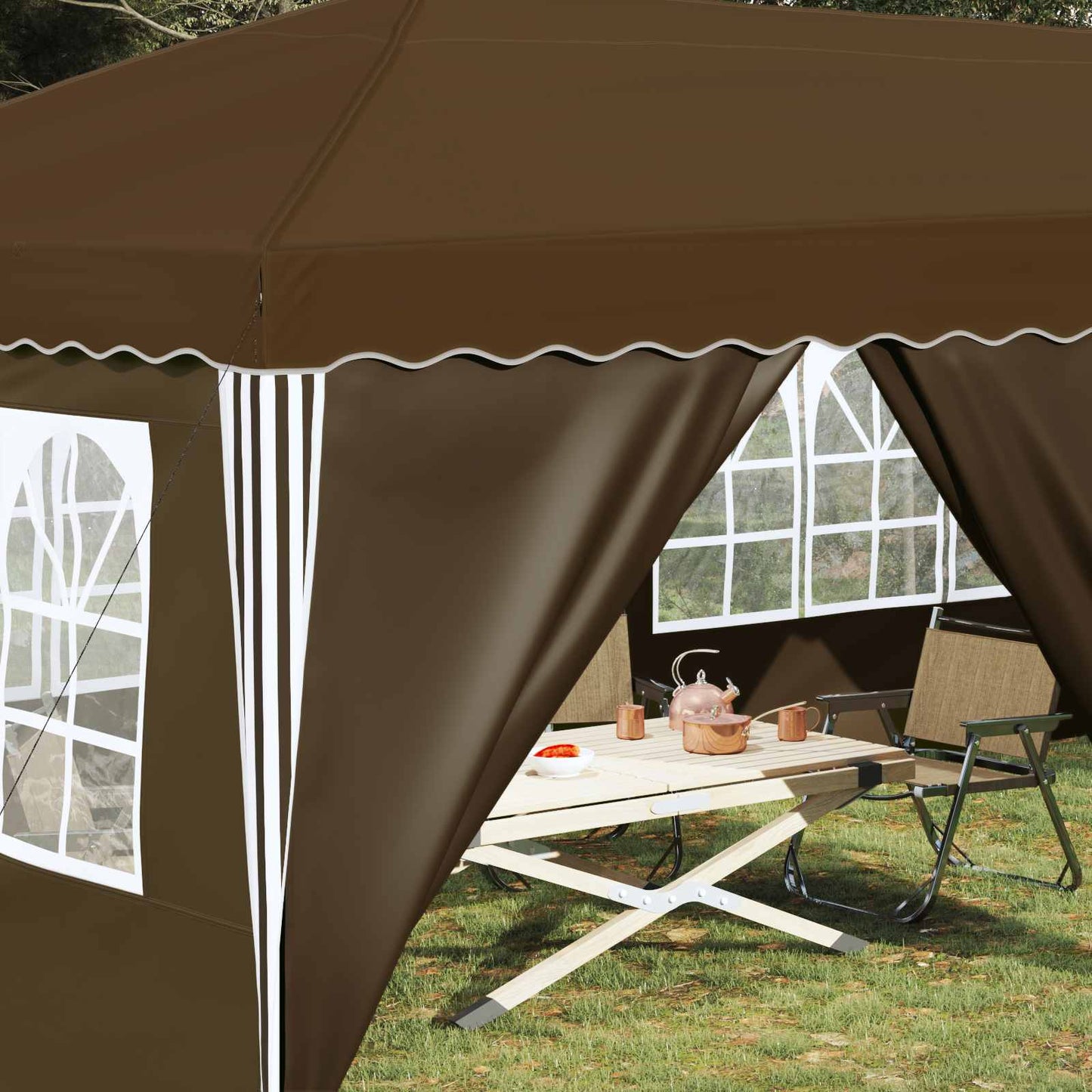 Pop-up Partyzelt 575 x 288 x 245 cm Taupe
