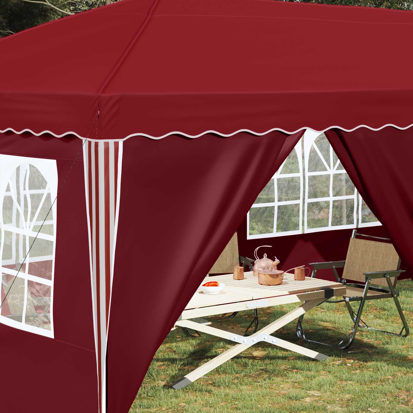 Pop-up Partyzelt 575 x 288 x 245 cm Bordeauxrot