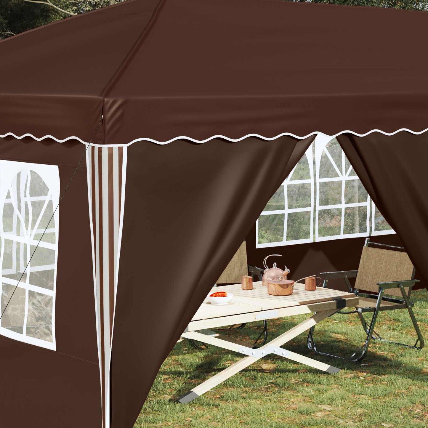 Pop-up Partyzelt 575 x 288 x 245 cm Braun