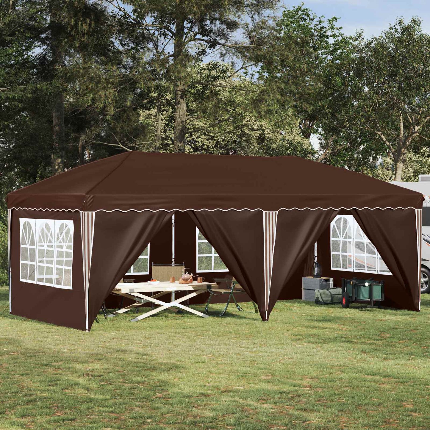 Pop-up Partyzelt 575 x 288 x 245 cm Braun