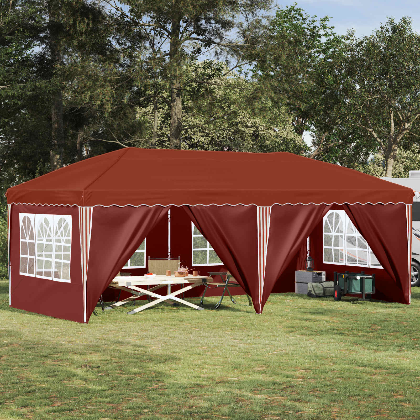 Pop-up Partyzelt 575 x 288 x 245 cm Terrakotta