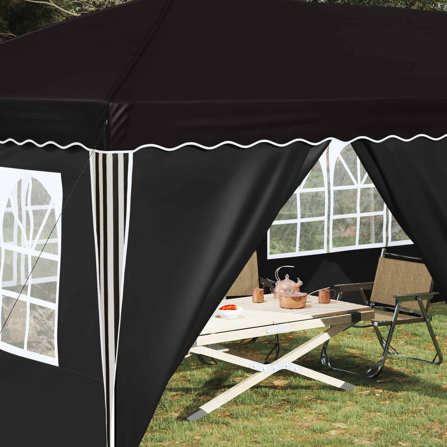 Pop-up Partyzelt 575 x 288 x 245 cm Schwarz