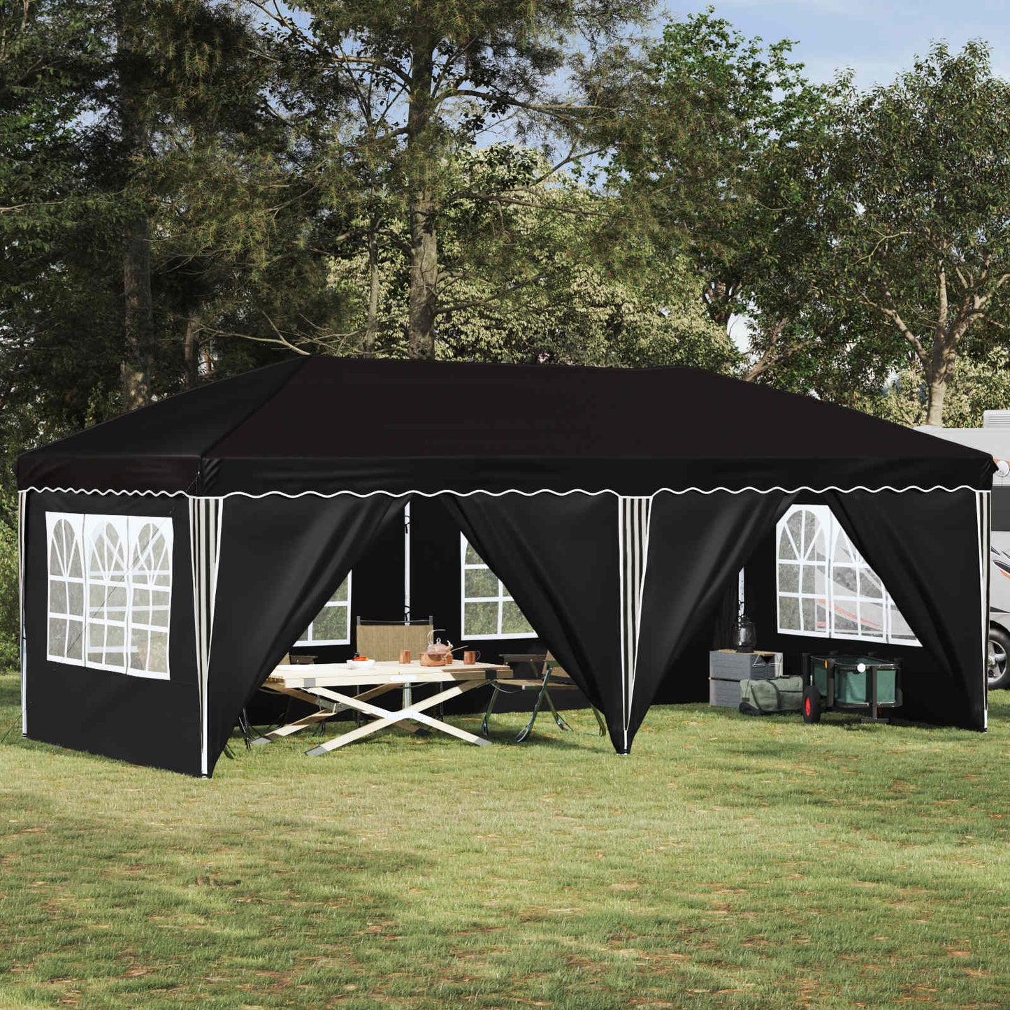 Pop-up Partyzelt 575 x 288 x 245 cm Schwarz
