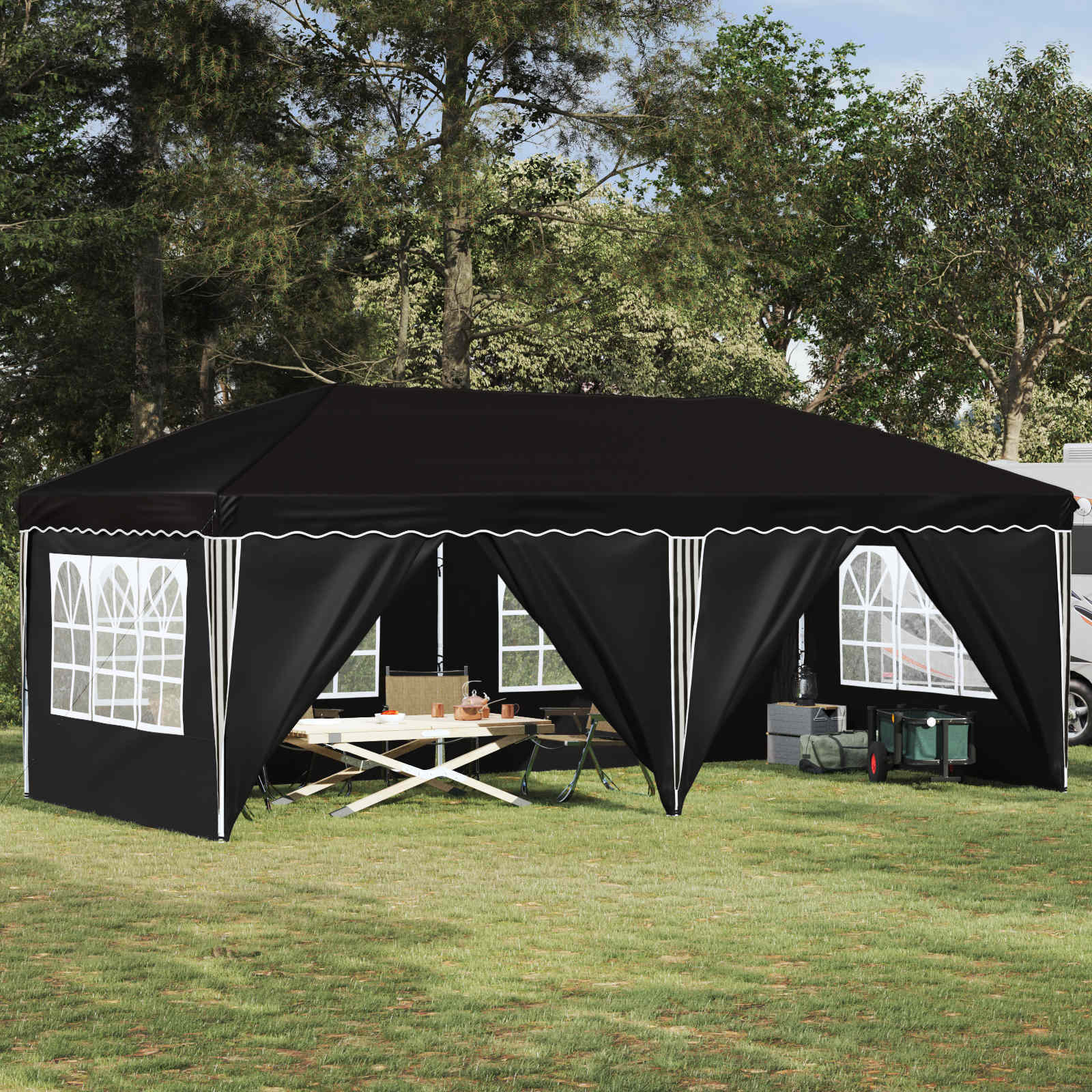 Pop-up Partyzelt 575 x 288 x 245 cm Schwarz
