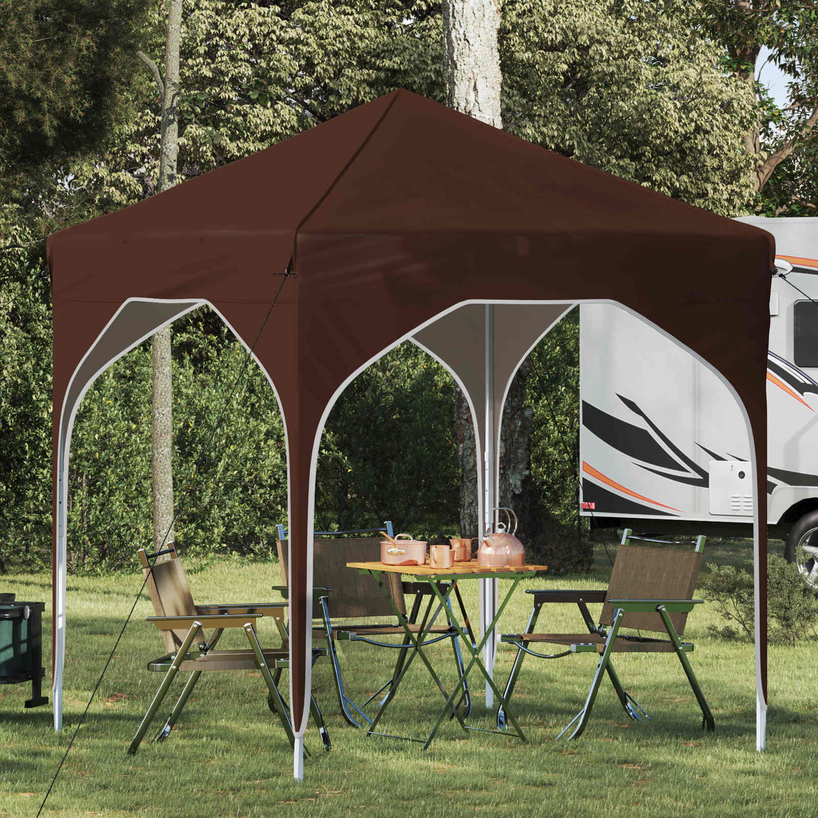Pop-up Partyzelt 194 x 194 x 245 cm Braun