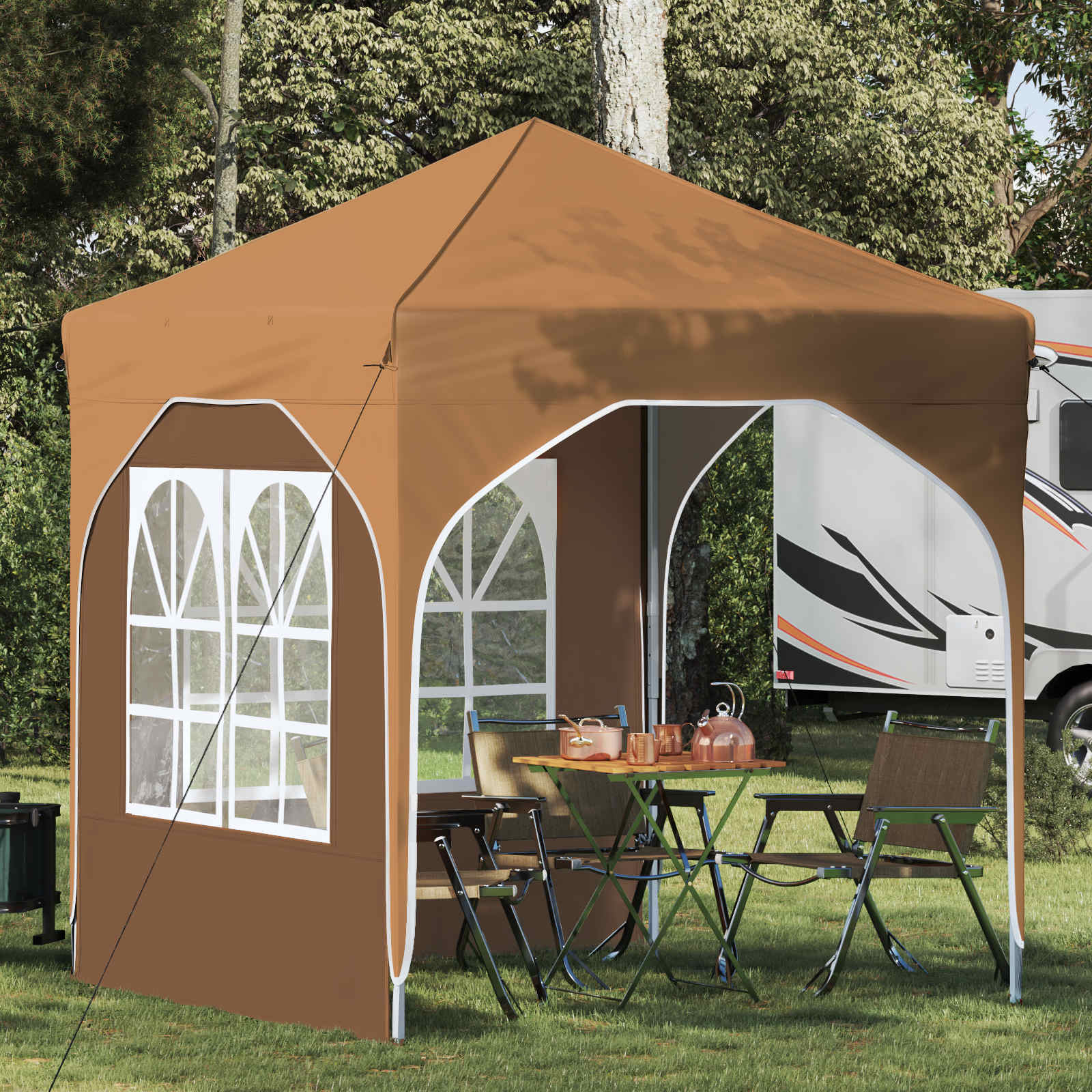 Pop-up Partyzelt 192 x 192 x 245 cm Beige