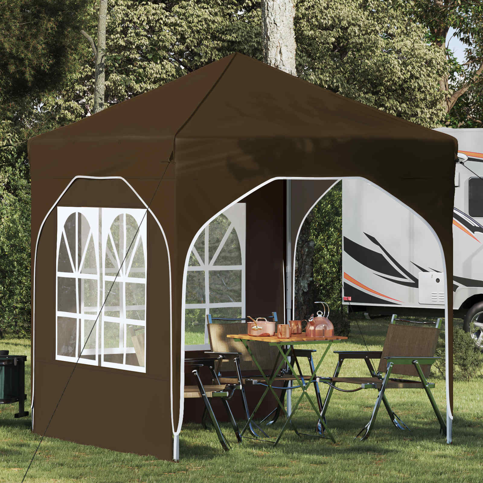 Pop-up Partyzelt 192 x 192 x 245 cm Taupe