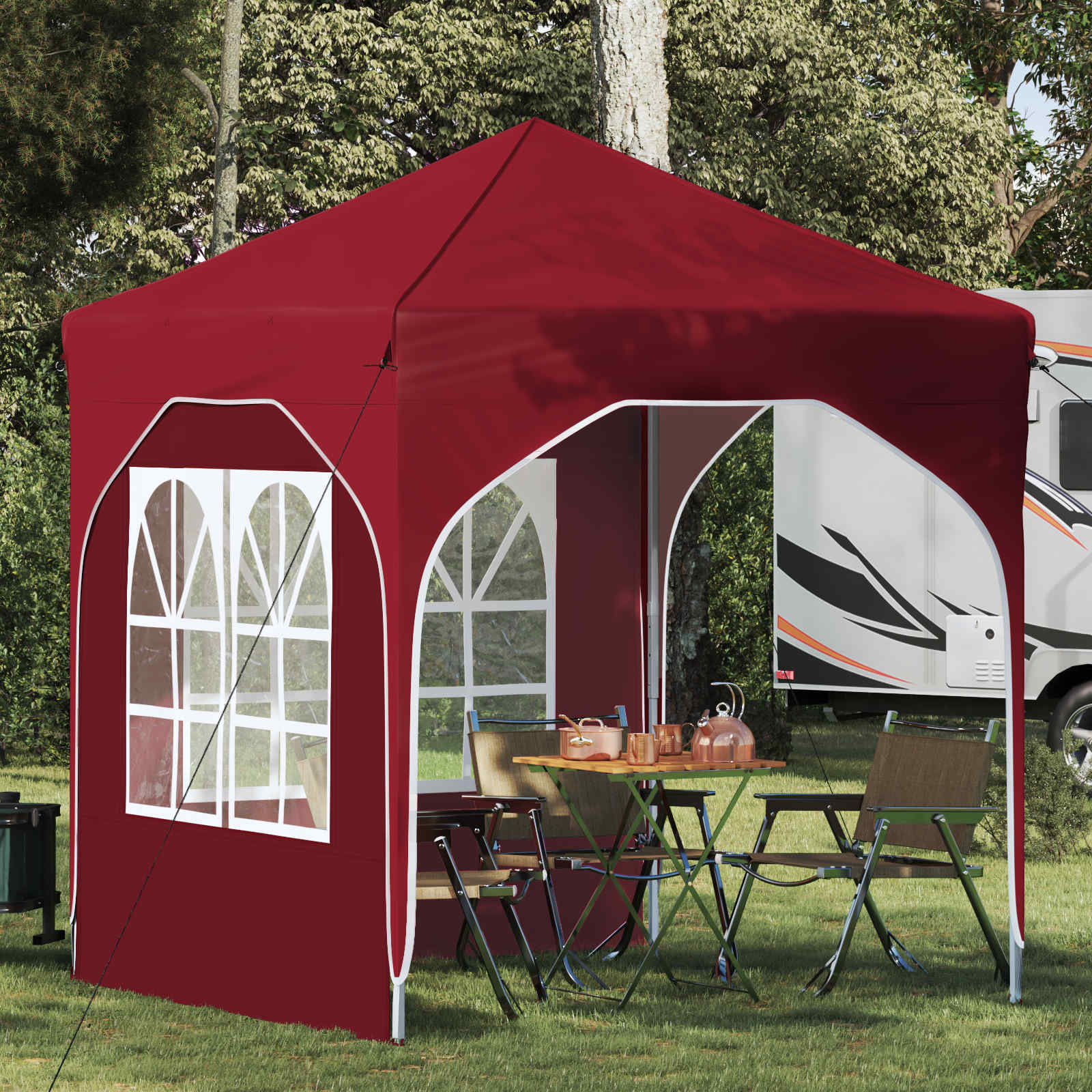 Pop-up Partyzelt 192 x 192 x 245 cm Bordeauxrot