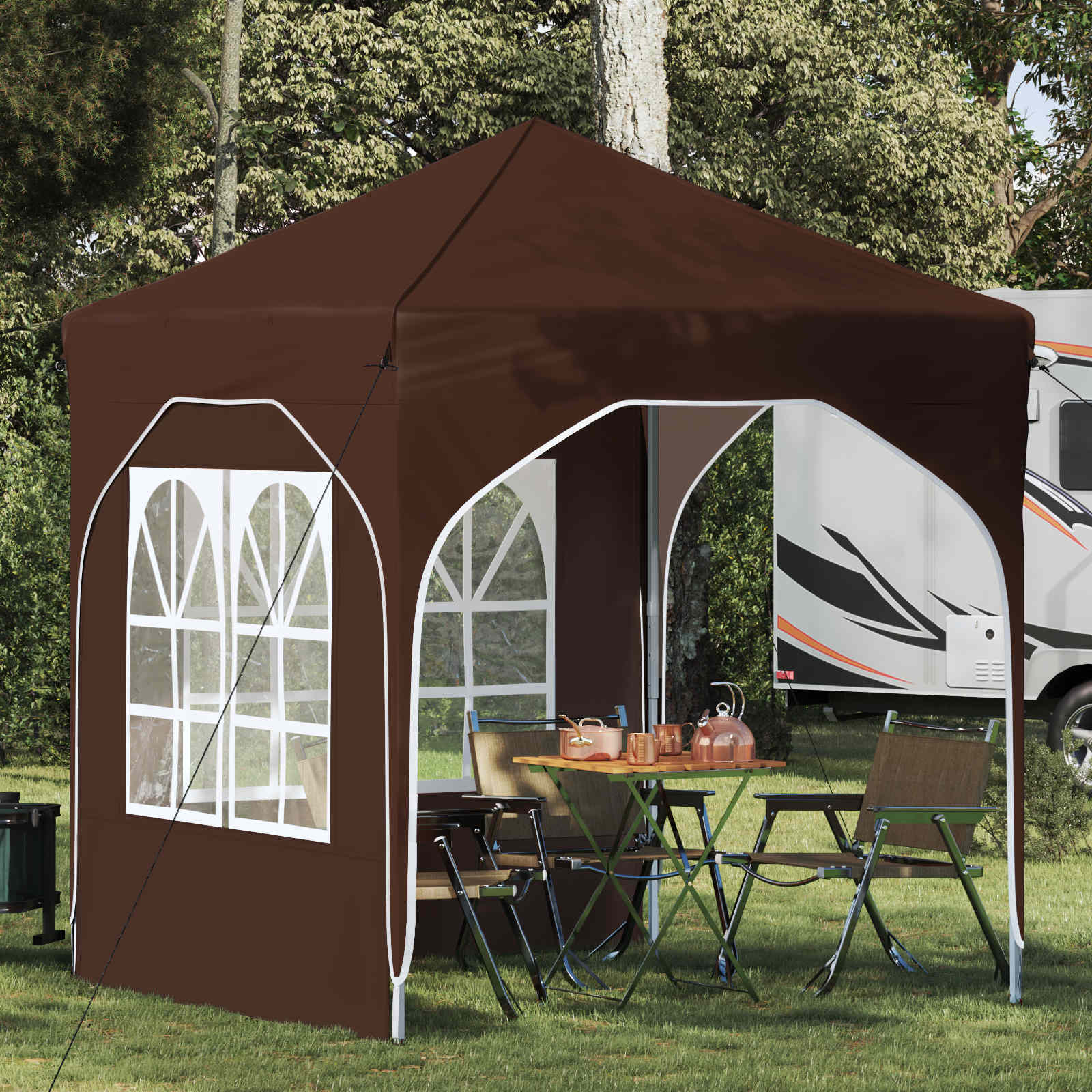 Pop-up Partyzelt 192 x 192 x 245 cm Braun