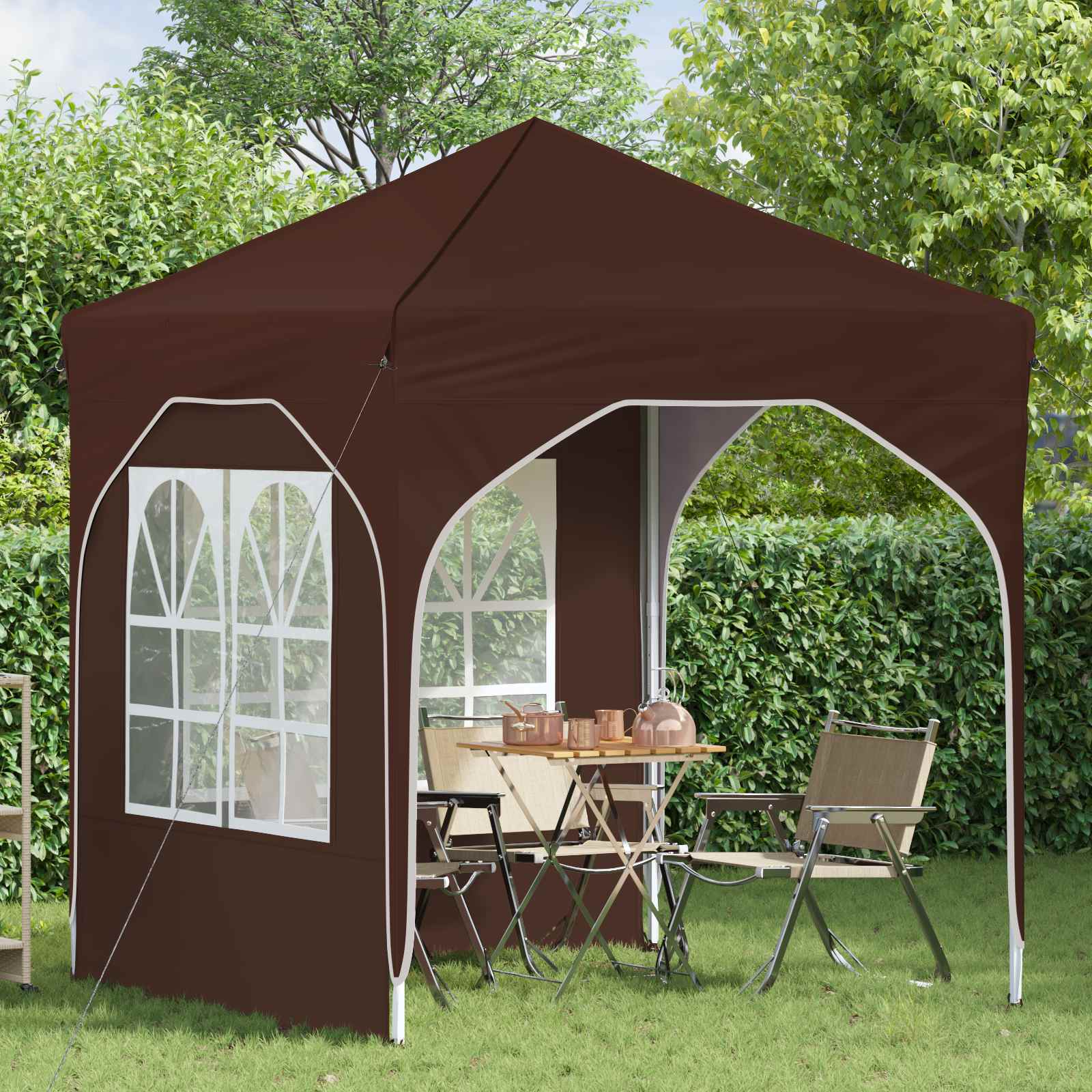 Pop-up Partyzelt 192 x 192 x 245 cm Braun