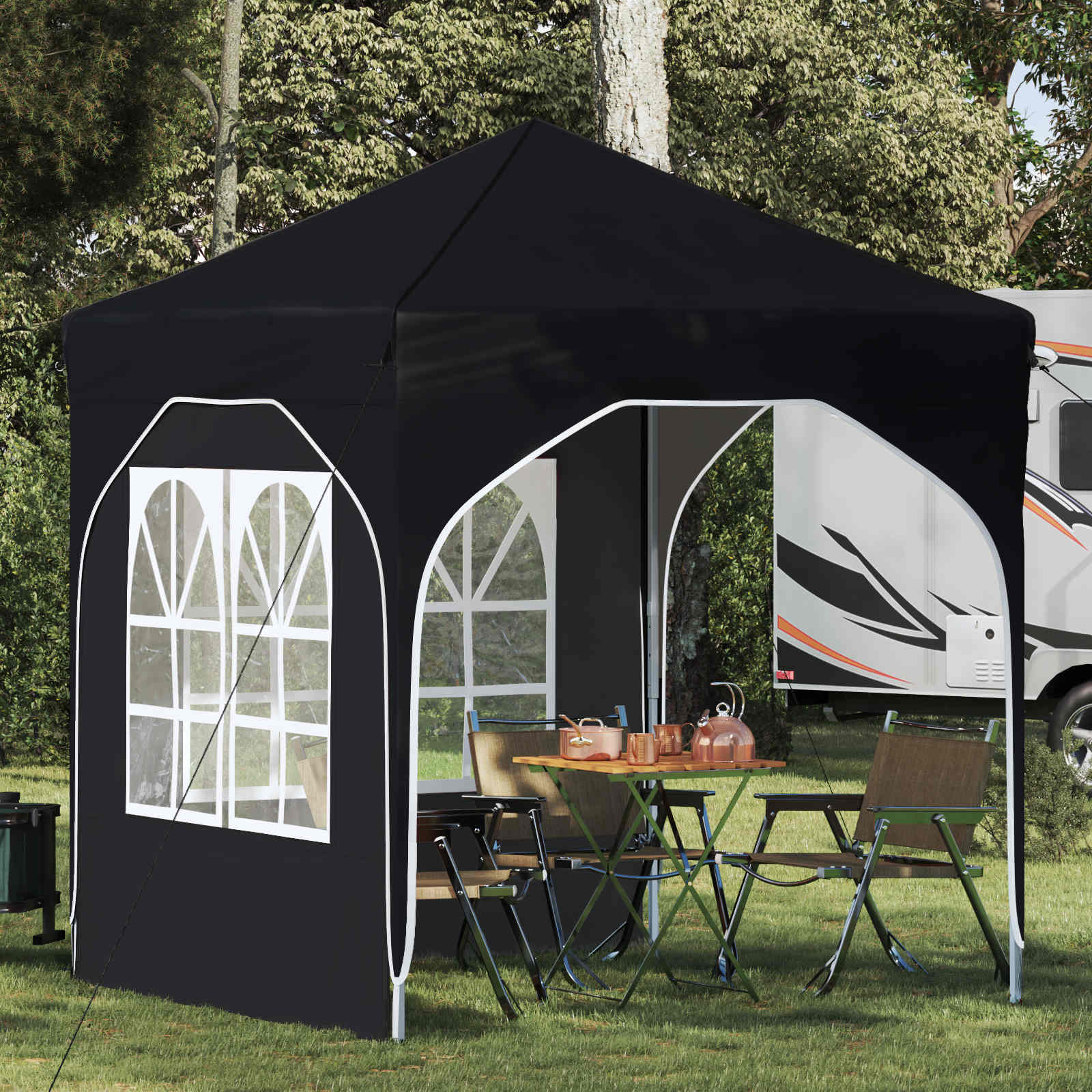 Pop-up Partyzelt 192 x 192 x 245 cm Schwarz