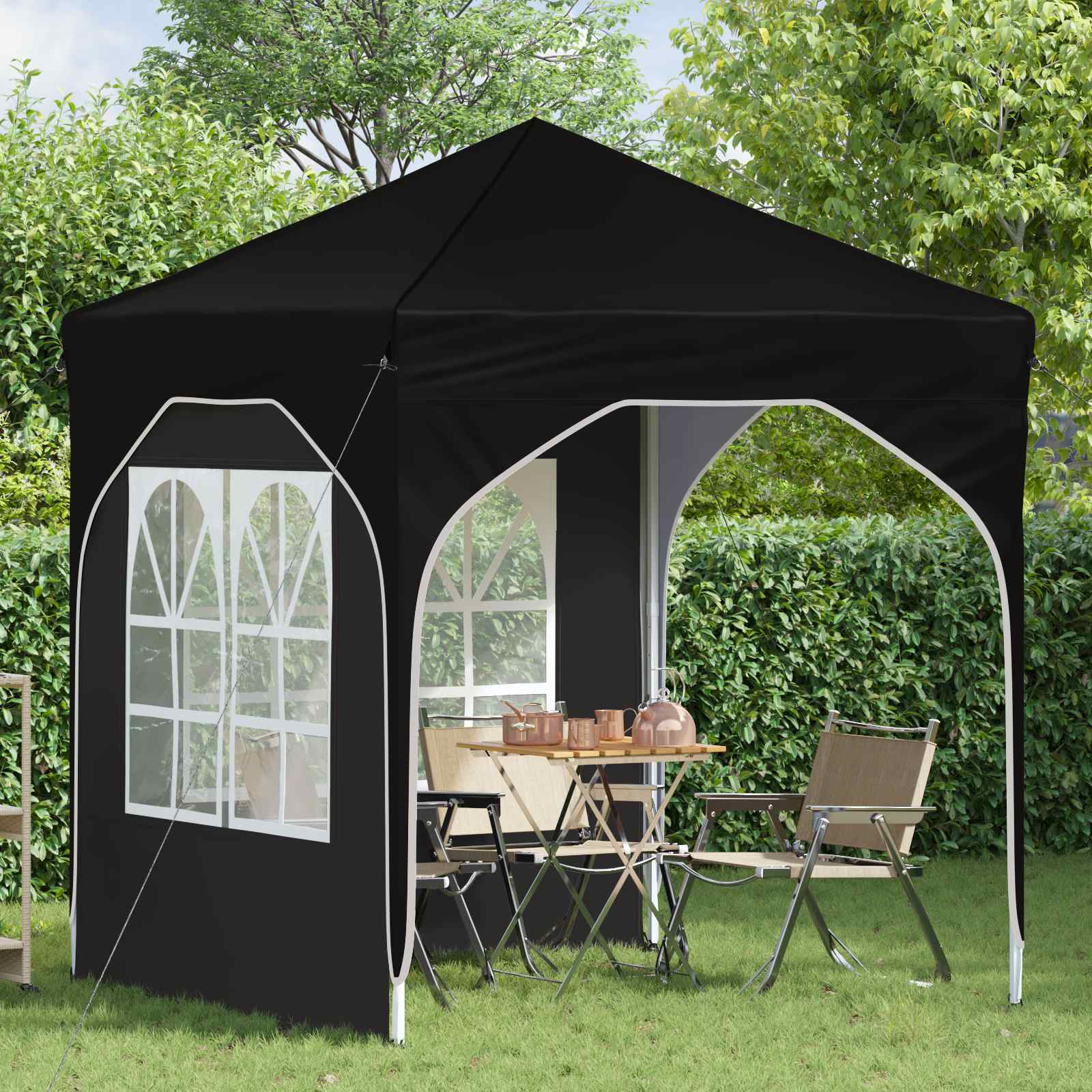 Pop-up Partyzelt 192 x 192 x 245 cm Schwarz