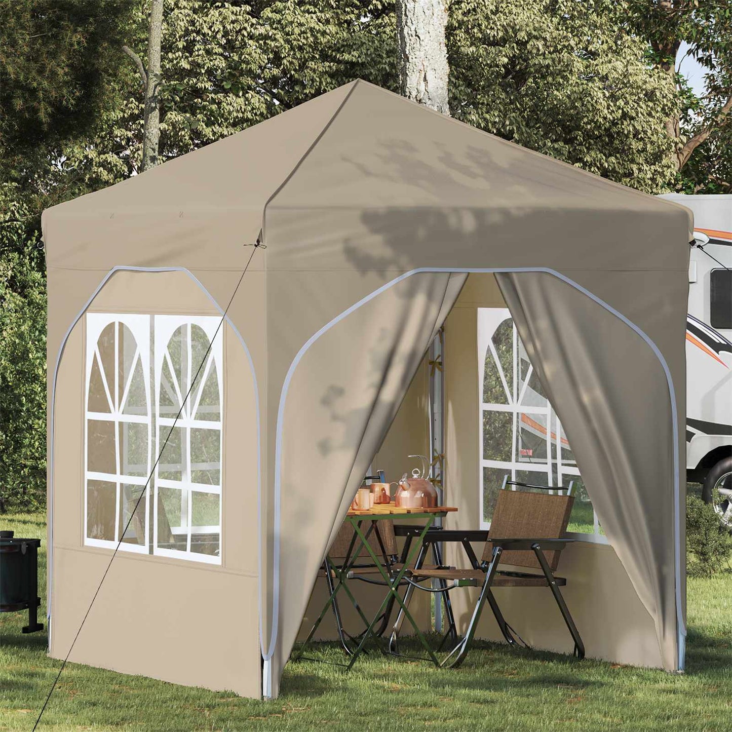 Pop-up Partyzelt 192 x 192 x 245 cm Creme