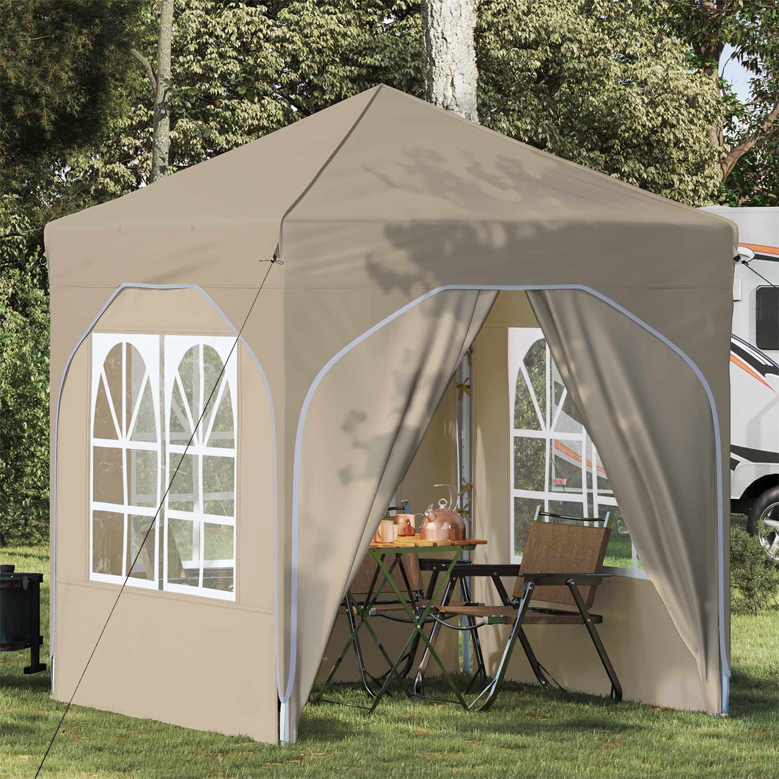 Pop-up Partyzelt 192 x 192 x 245 cm Creme