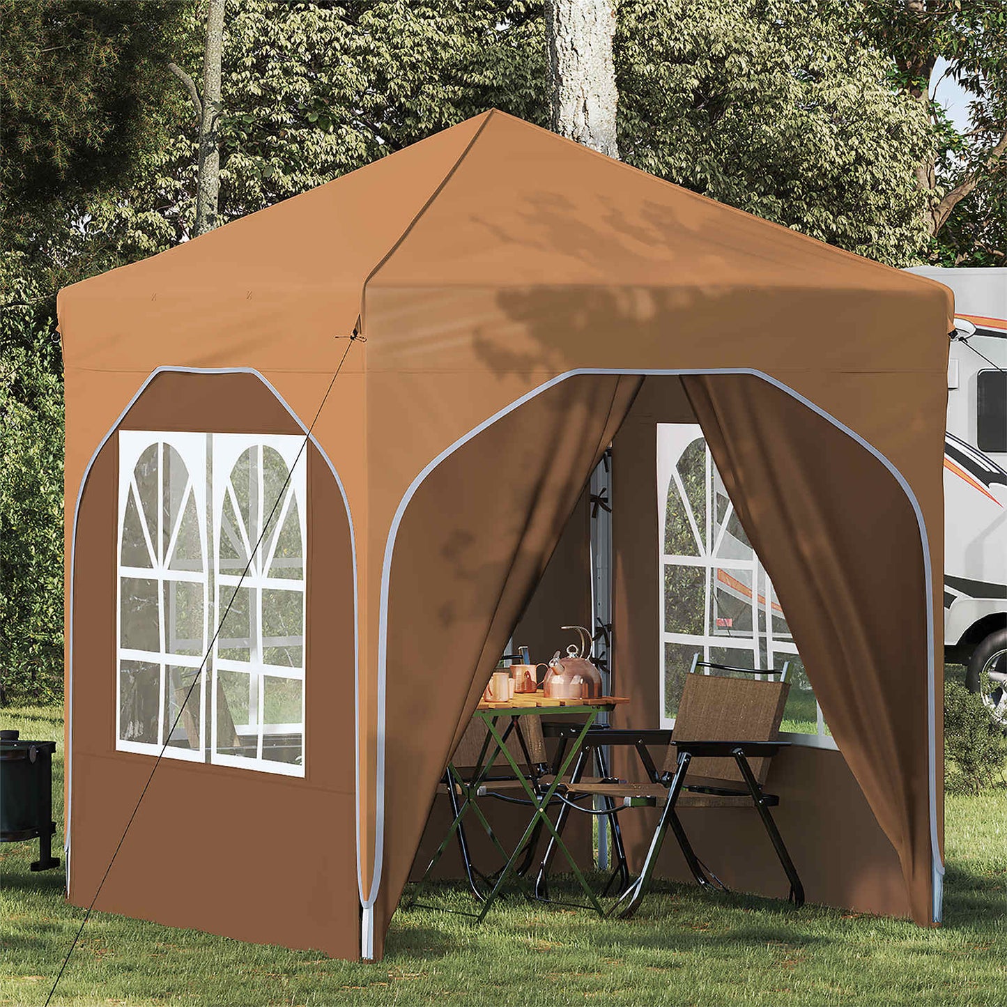 Pop-up Partyzelt 192 x 192 x 245 cm Beige