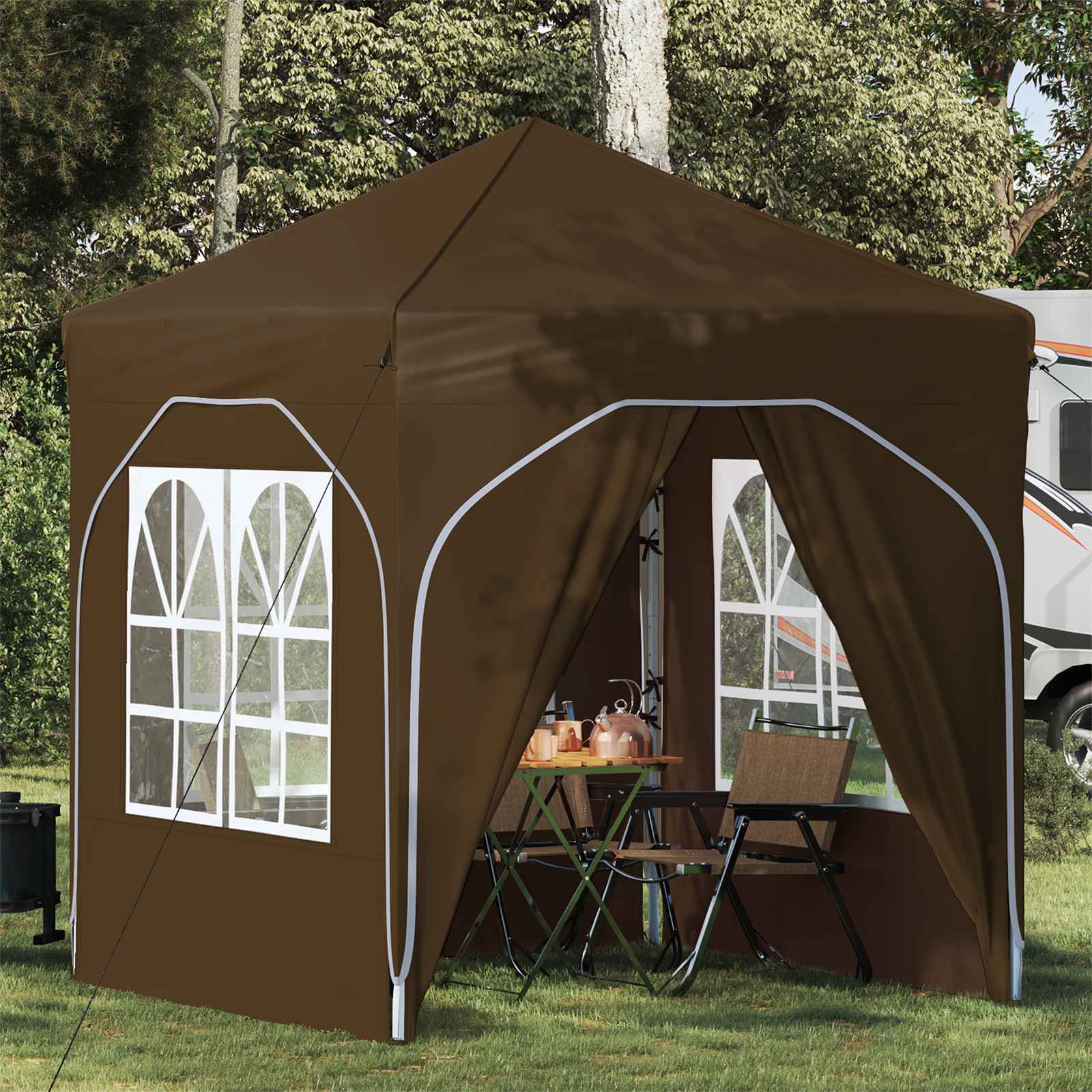 Pop-up Partyzelt 192 x 192 x 245 cm Taupe