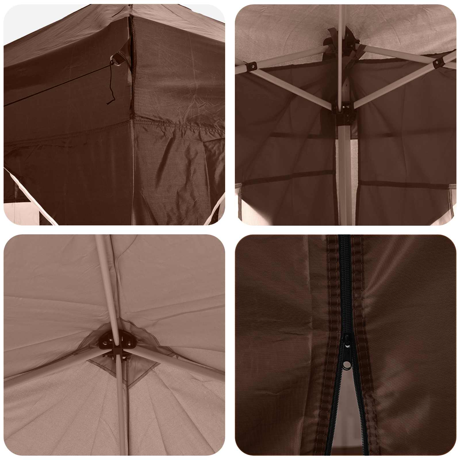 Pop-up Partyzelt 192 x 192 x 245 cm Braun