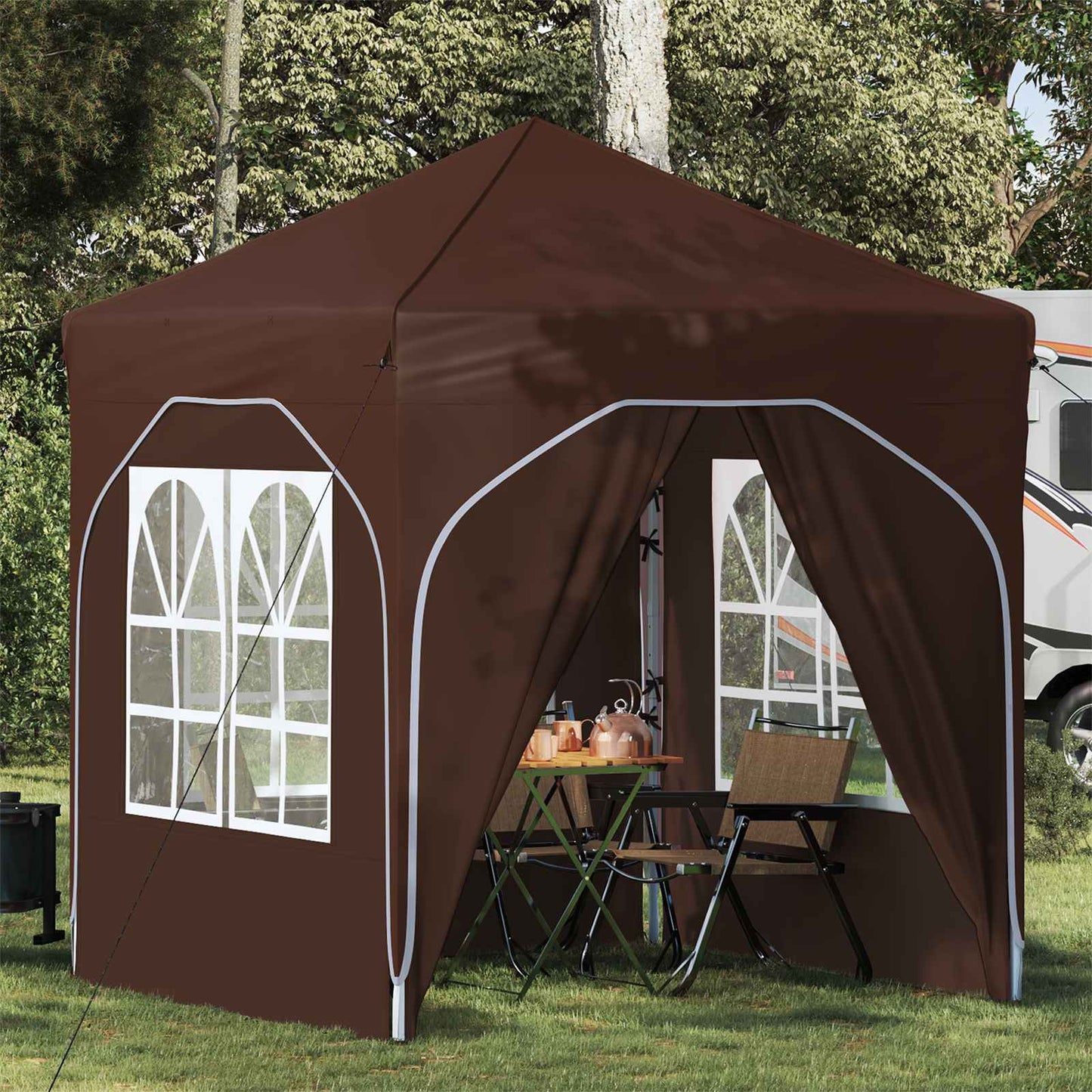 Pop-up Partyzelt 192 x 192 x 245 cm Braun