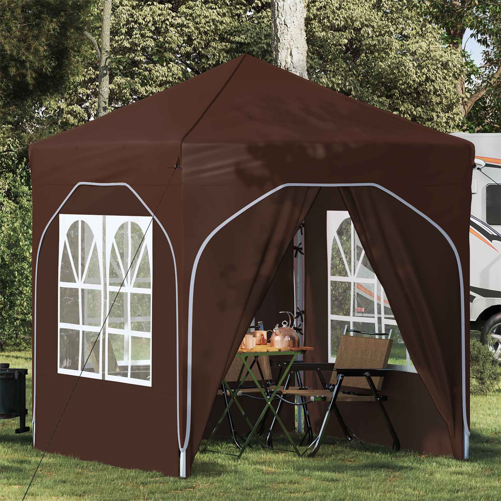 Pop-up Partyzelt 192 x 192 x 245 cm Braun