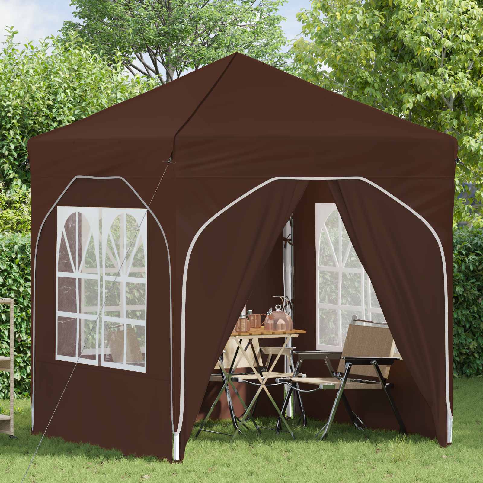Pop-up Partyzelt 192 x 192 x 245 cm Braun