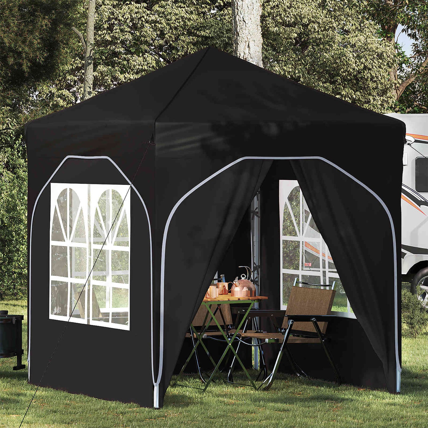 Pop-up Partyzelt 192 x 192 x 245 cm Schwarz