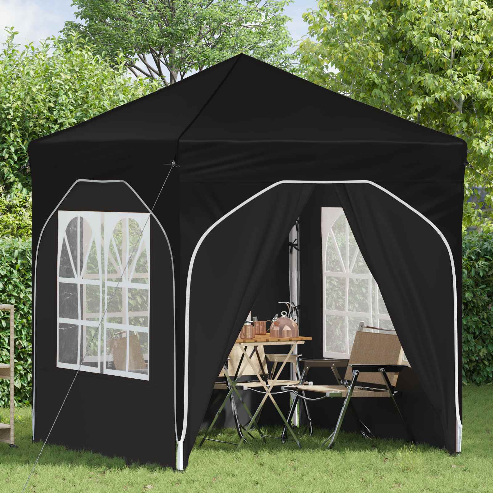 Pop-up Partyzelt 192 x 192 x 245 cm Schwarz