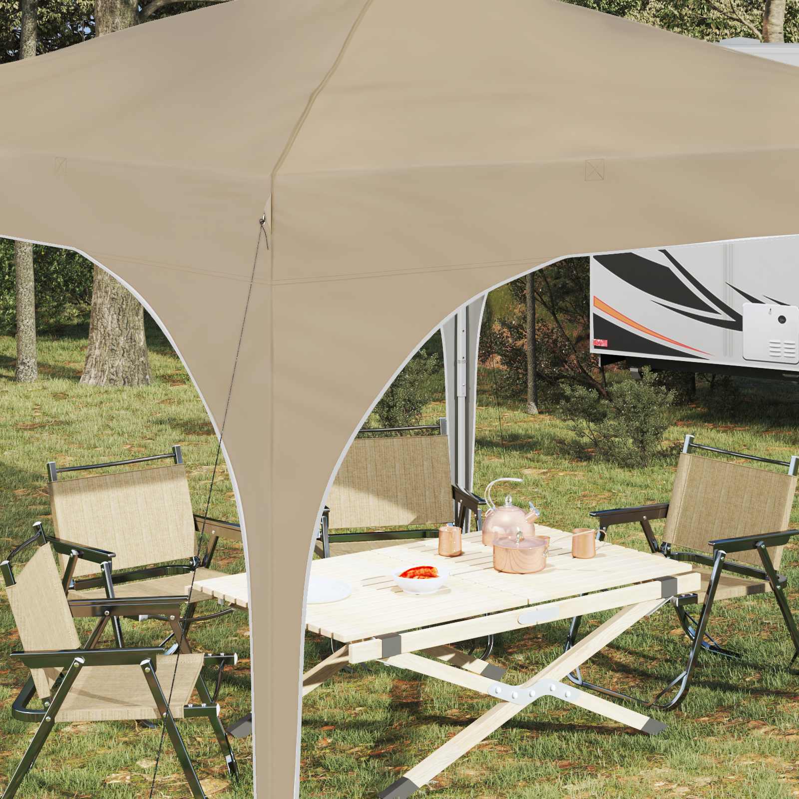 Pop-up Partyzelt 290 x 290 x 245 cm Creme