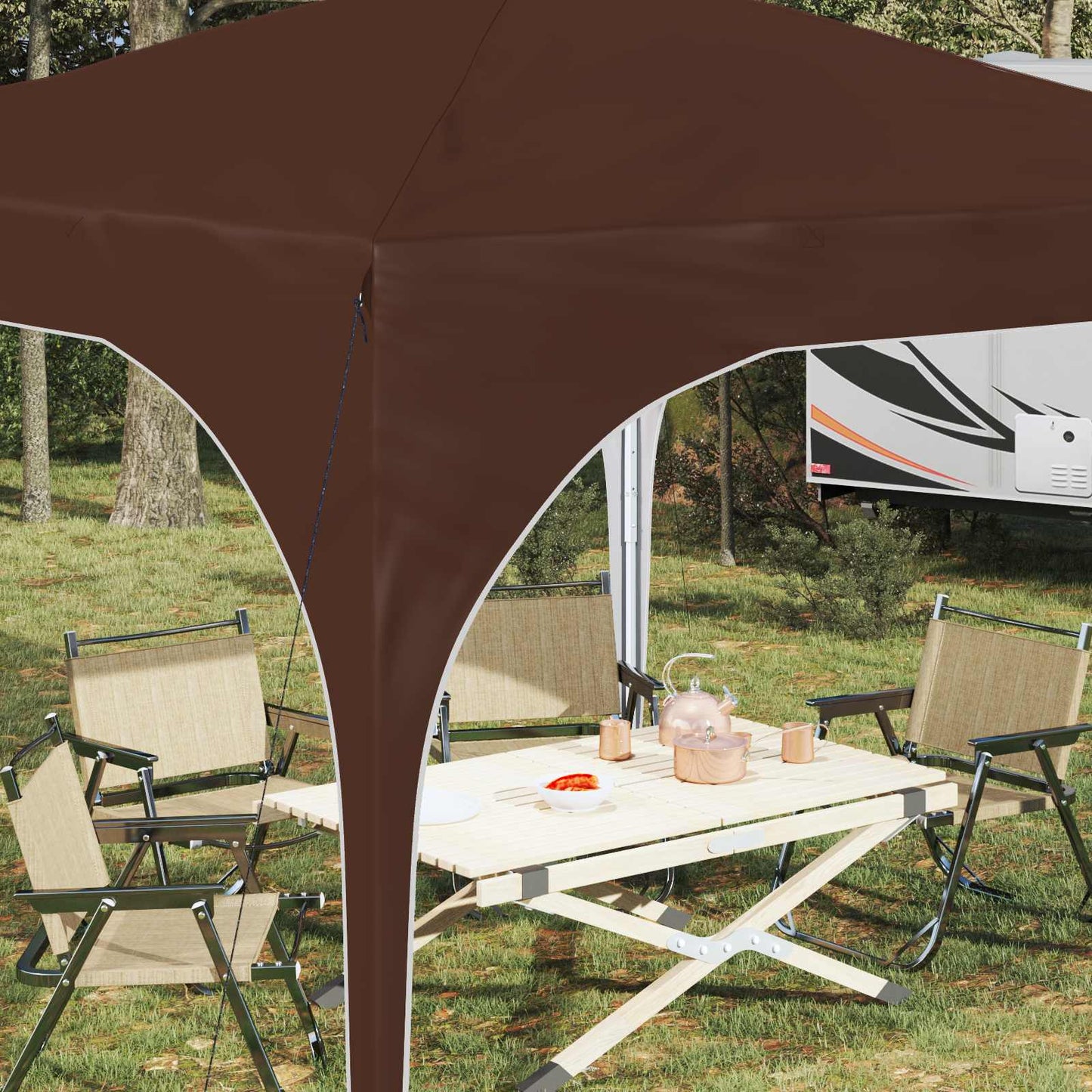 Pop-up Partyzelt 290 x 290 x 245 cm Braun