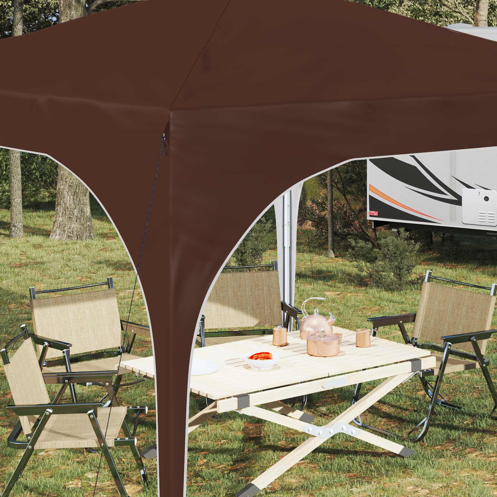 Pop-up Partyzelt 290 x 290 x 245 cm Braun