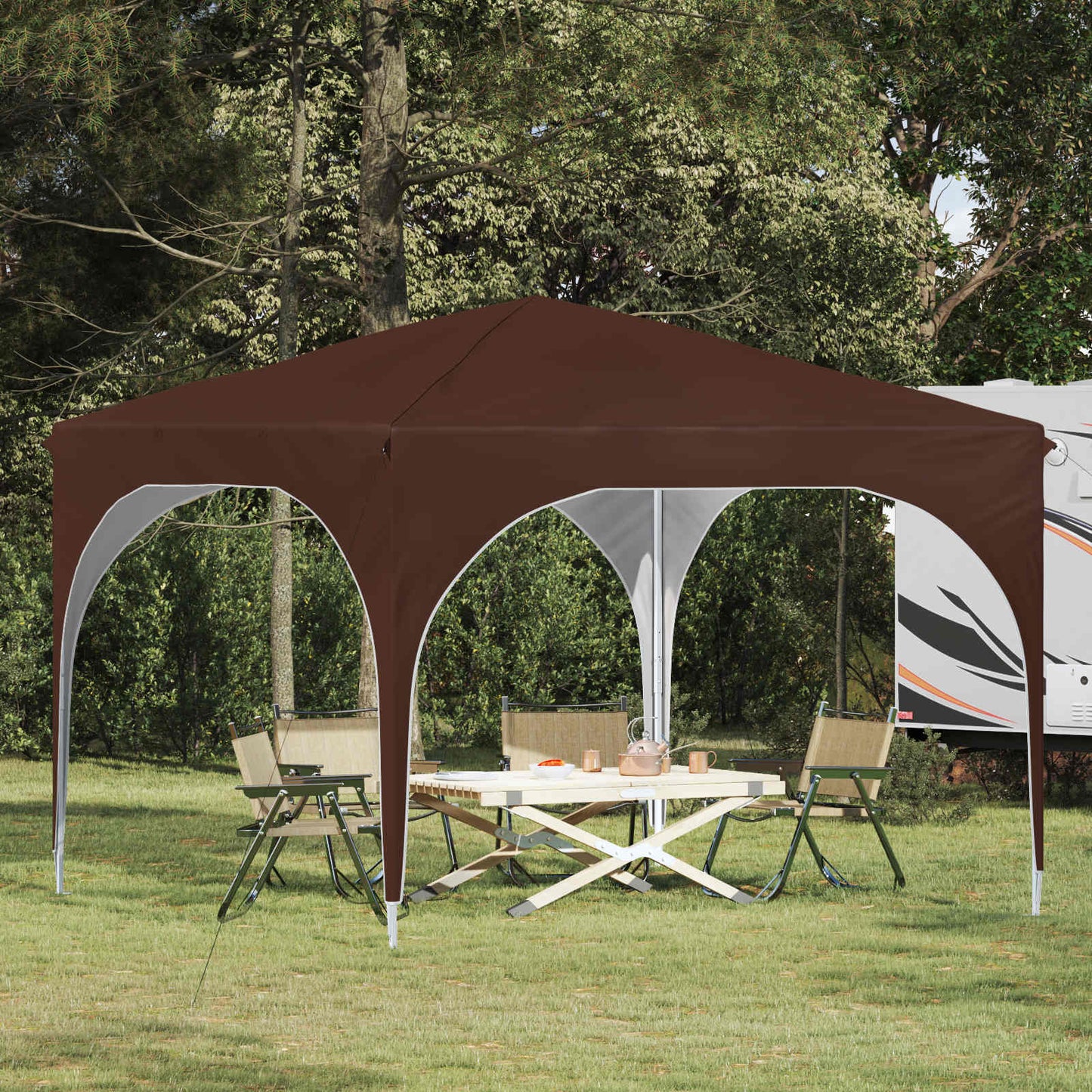Pop-up Partyzelt 290 x 290 x 245 cm Braun