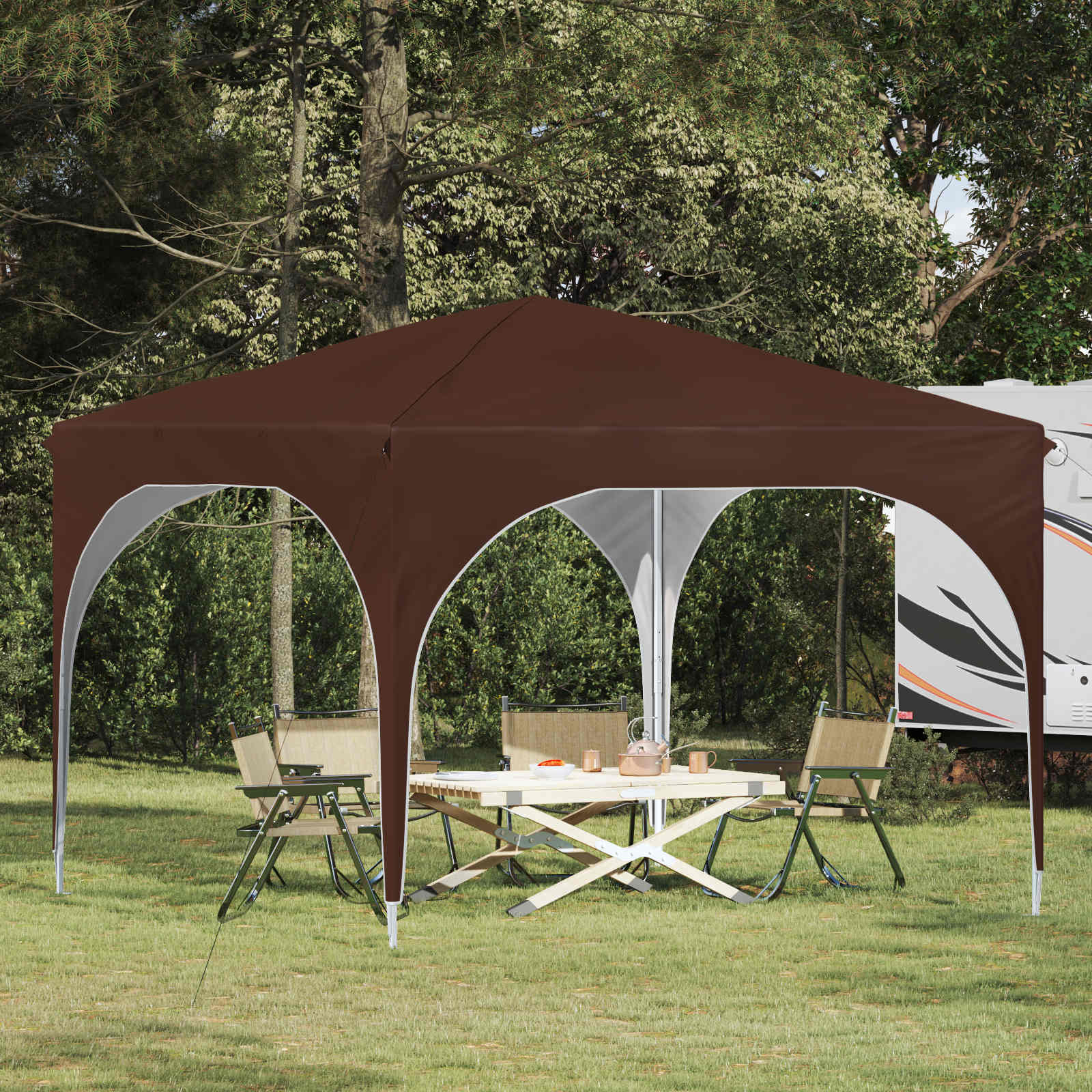 Pop-up Partyzelt 290 x 290 x 245 cm Braun