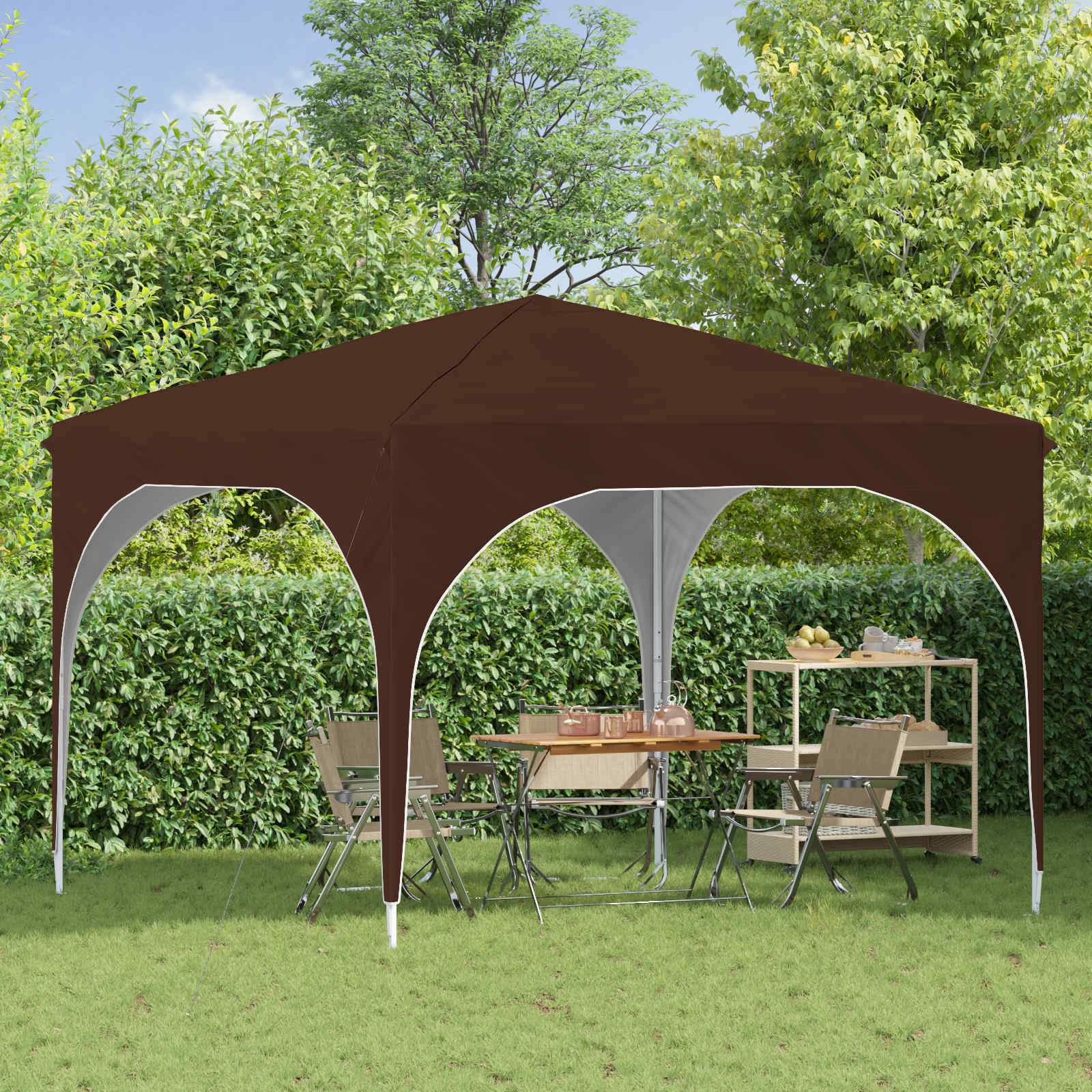 Pop-up Partyzelt 290 x 290 x 245 cm Braun