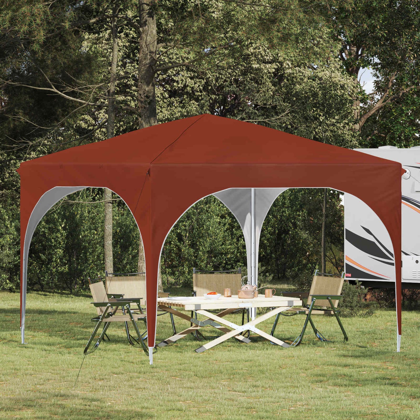 Pop-up Partyzelt 290 x 290 x 245 cm Terrakotta