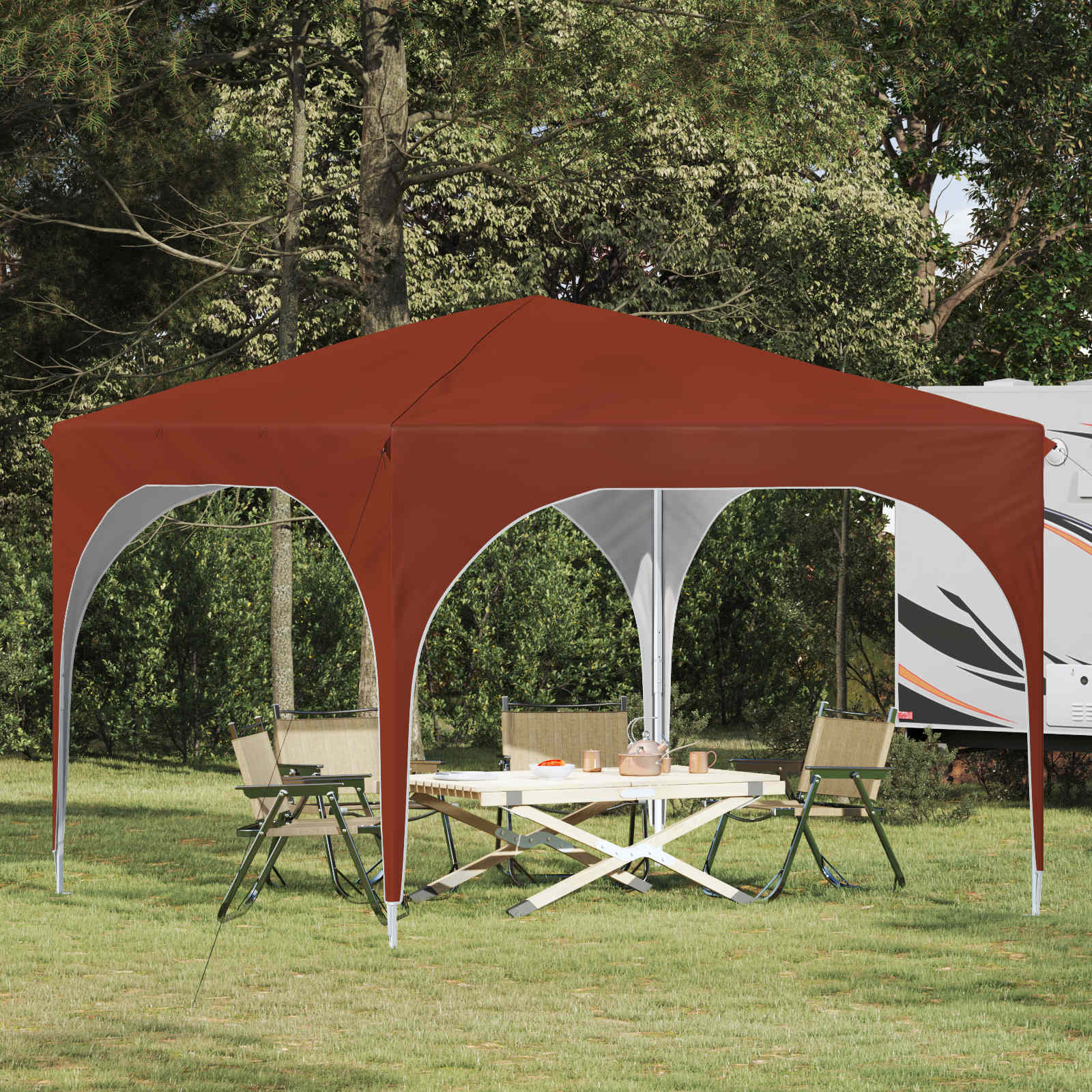 Pop-up Partyzelt 290 x 290 x 245 cm Terrakotta