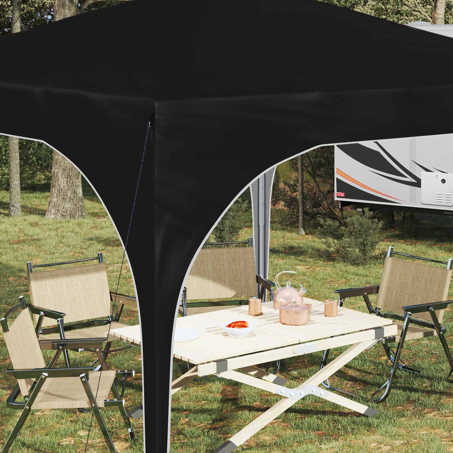 Pop-up Partyzelt 290 x 290 x 245 cm Schwarz