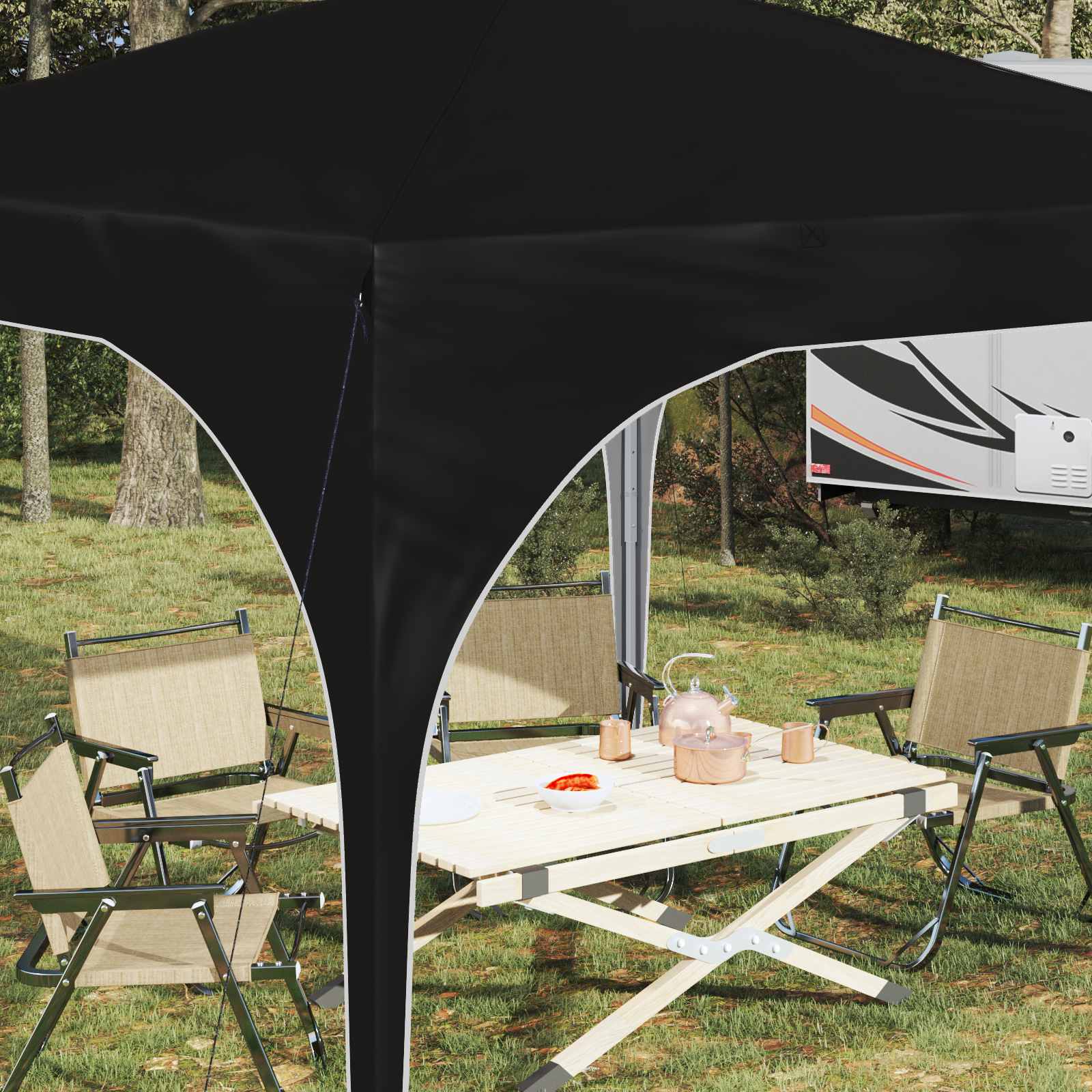 Pop-up Partyzelt 290 x 290 x 245 cm Schwarz