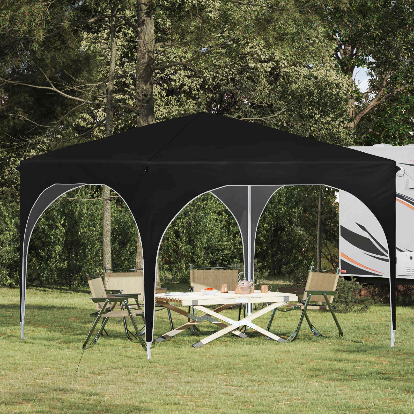 Pop-up Partyzelt 290 x 290 x 245 cm Schwarz
