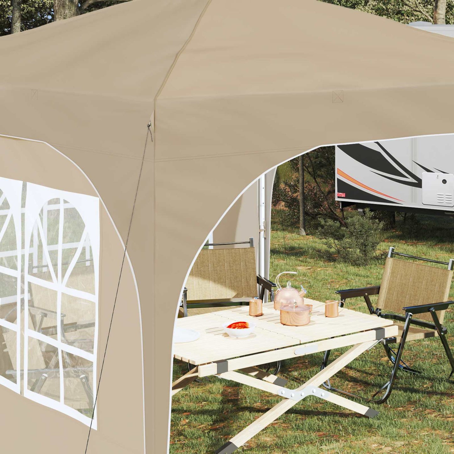 Pop-up Partyzelt 290 x 290 x 245 cm Creme