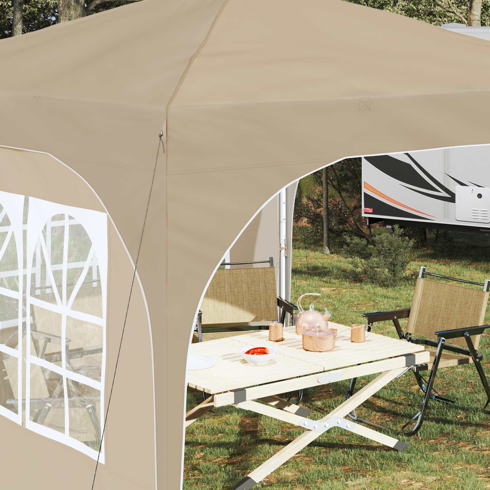 Pop-up Partyzelt 290 x 290 x 245 cm Creme