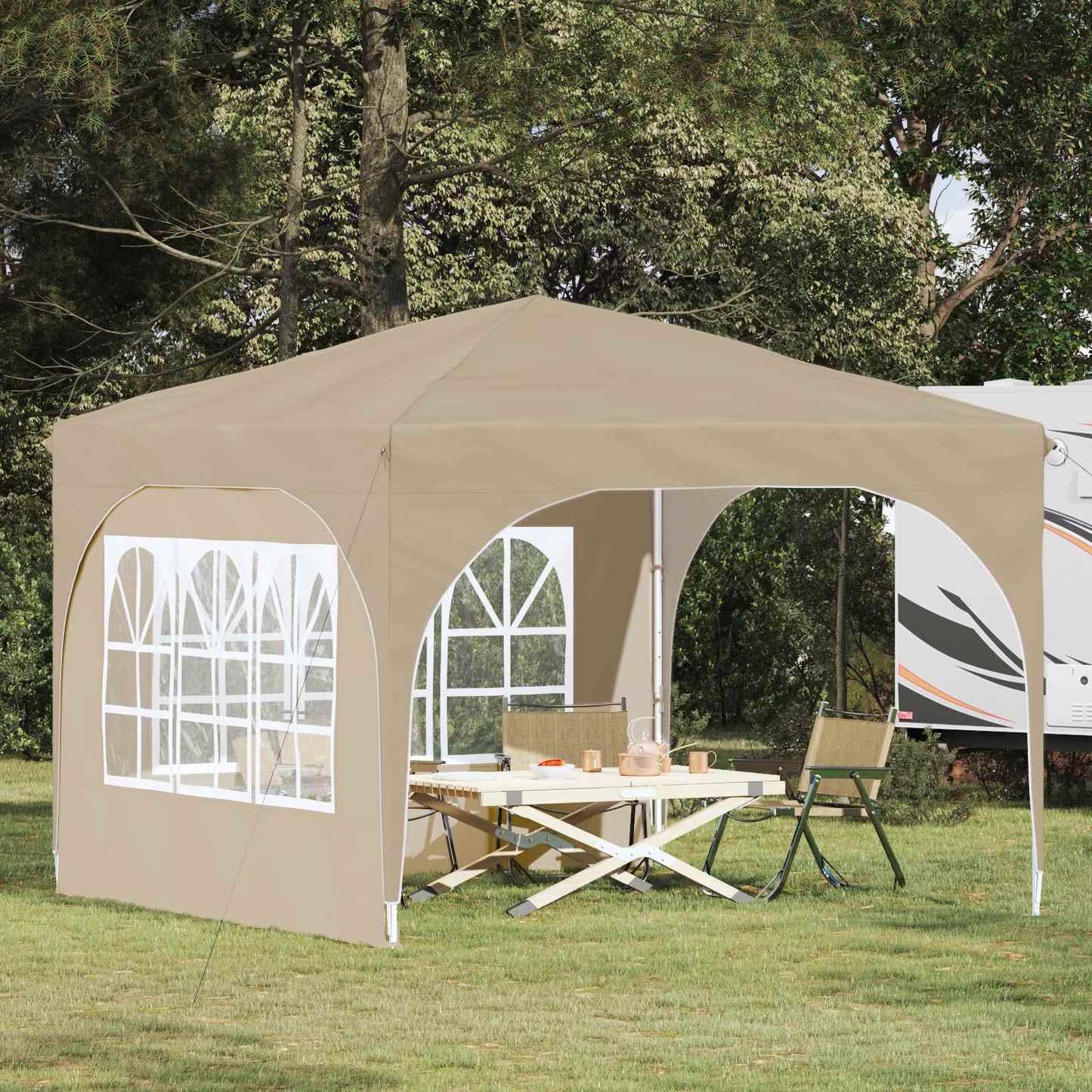 Pop-up Partyzelt 290 x 290 x 245 cm Creme
