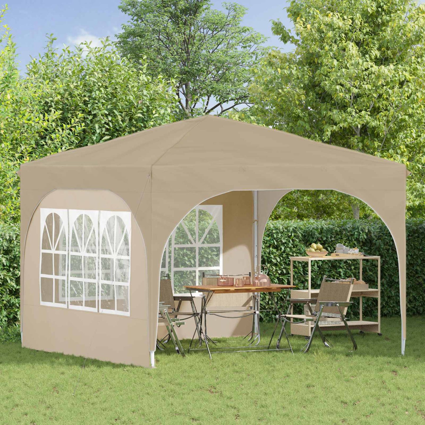 Pop-up Partyzelt 290 x 290 x 245 cm Creme